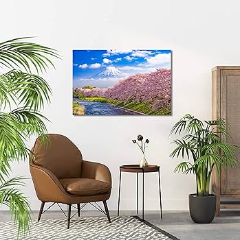 Amazon.co.jp: アートパネル 富士山 桜花 ポスター 絵 自然 絵画
