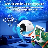 Vista 5 de Galaxy Star Projection Night Light, Dinosaur Astronaut Space Projector with Timer, Remote Control, 8 Lighting Modes, Green Nebula Effects for Kids
