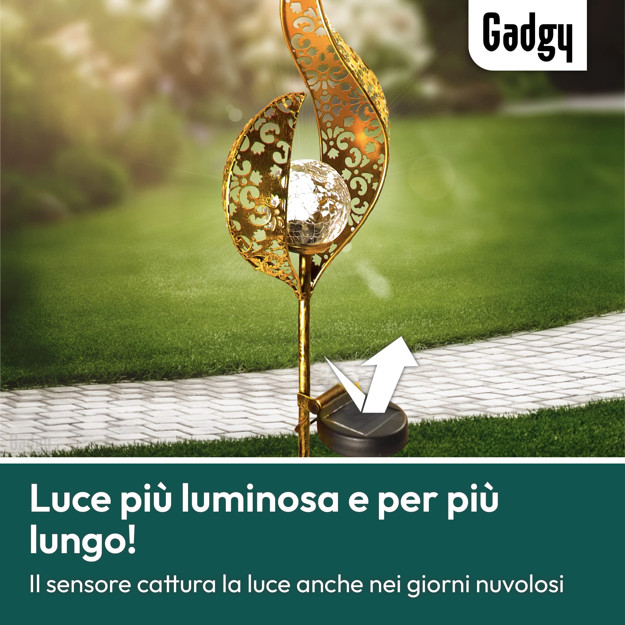 Gadgy Set di 2 Luci Solari da Giardino Effetto Fiamma LED – Lampade Decorative da Esterno Impermeabili per Patio, Balcone e Giardino – Illuminazione Solare Automatica