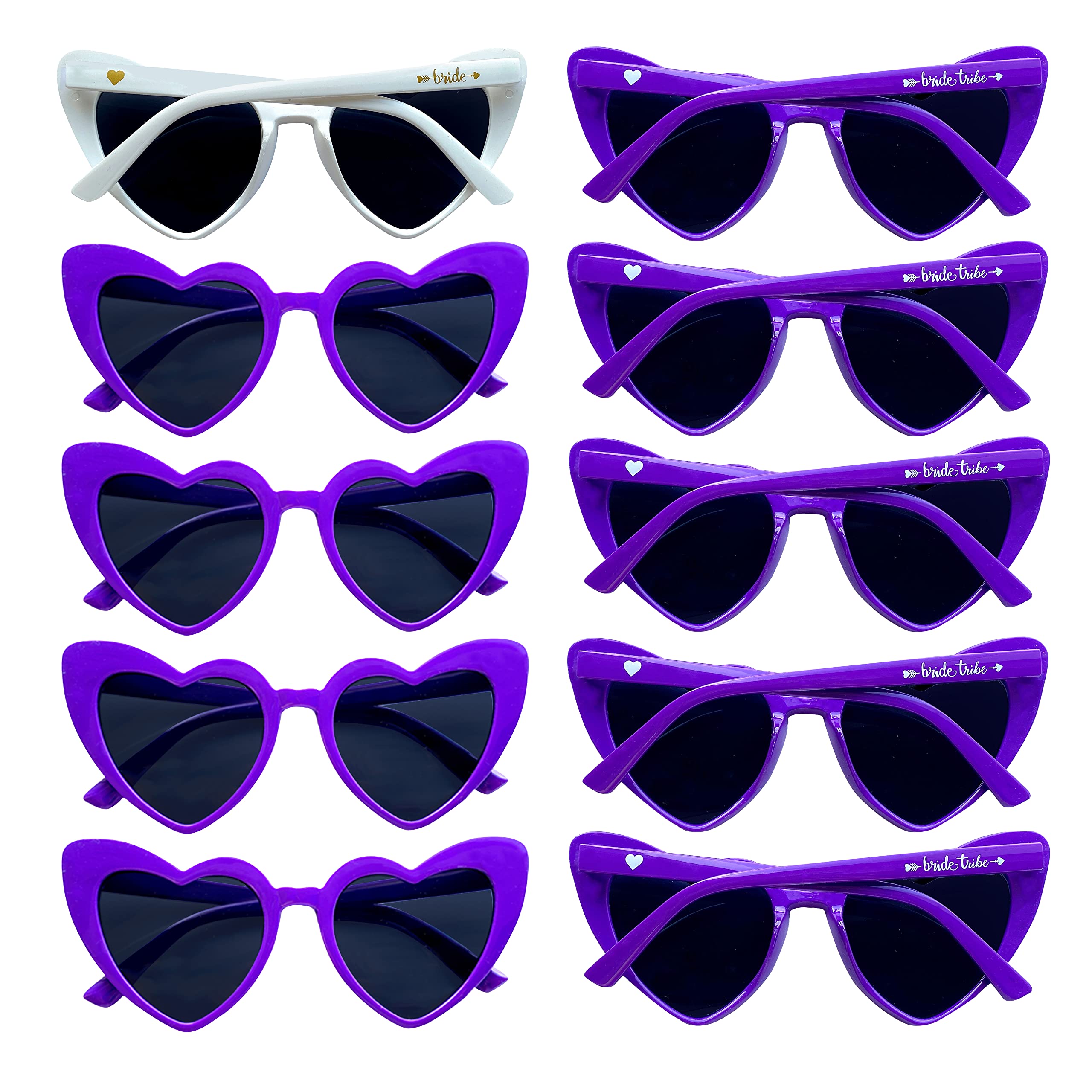 LADY&HOME 10 Pairs Heart Shaped Sunglasses Bachelorette Sunglasses Heart Sunglasses Bachelorette Party Favors Supplies