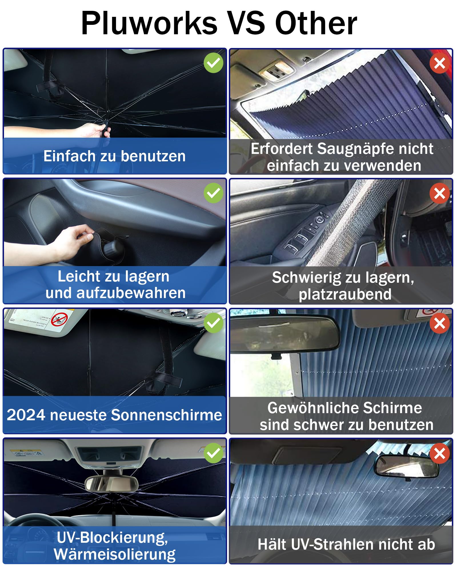 Sonnenschutz Auto Frontscheibe Innen,Sonnenschutz Auto,mit Zertifiziertem UV Schutz,Reflektierend Sonnenschirm mit UV Shutz für Auto Windschutzscheibe