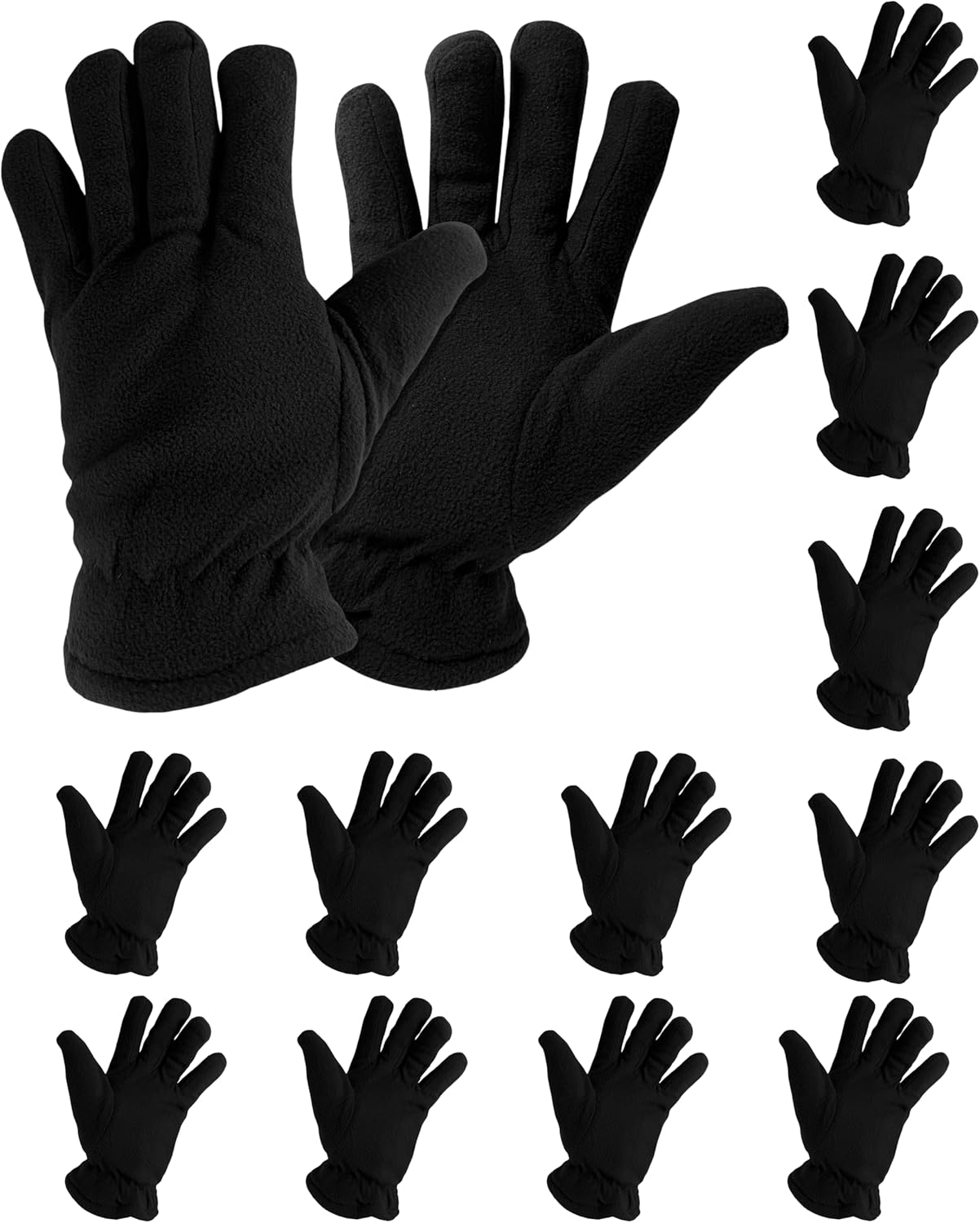 12 Pair Winter Fleece Gloves Mens Thermal Soft Warm Cozy Cold Weather Outdoor Sports