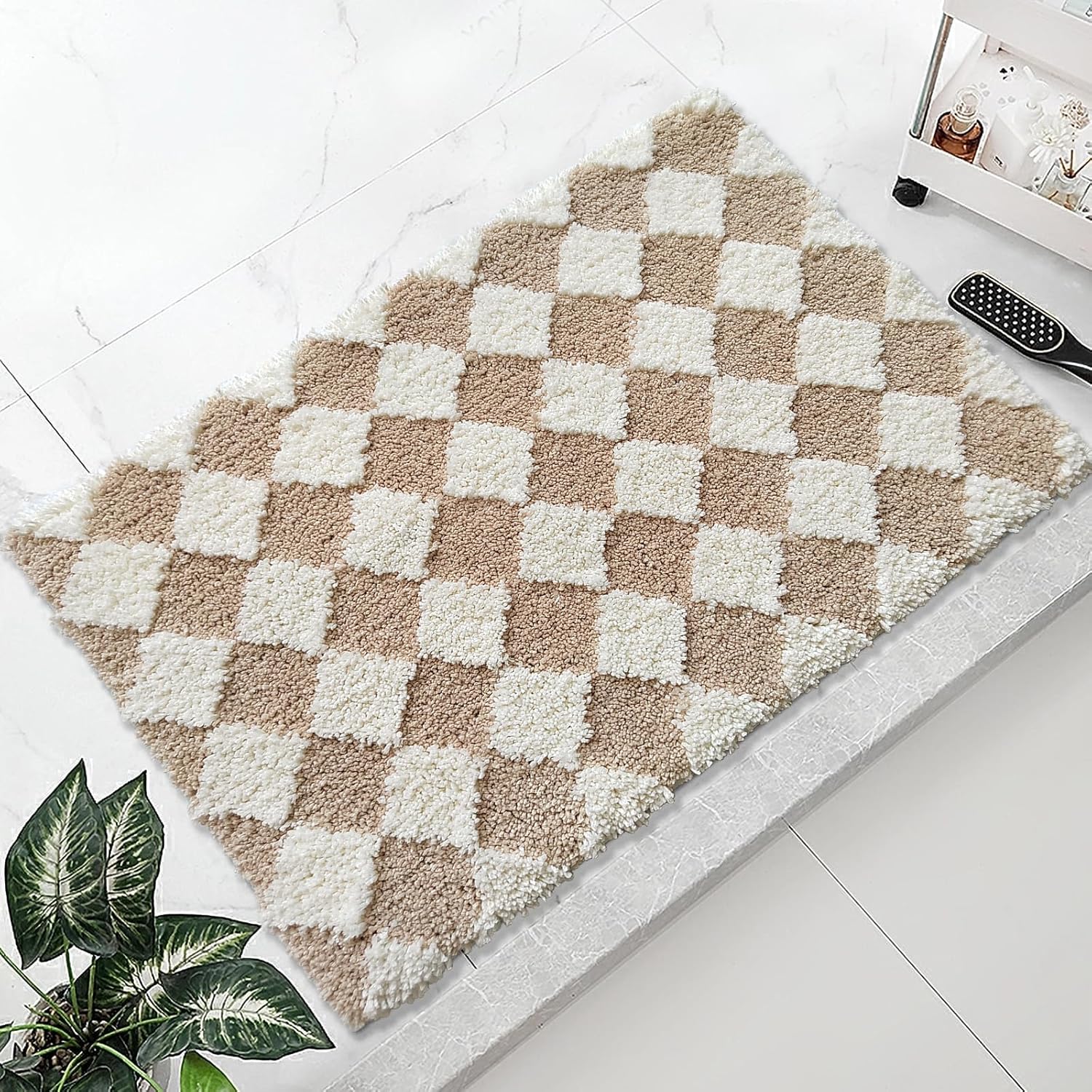 Fall Bathroom Rugs Khaki Cute Bath Mat Soft Super Absorbent Non Slip TPR Backing, Quick Drying, Machine Washable Bath Mats for Bathroom Floor, Shower Sink,24" x 16"