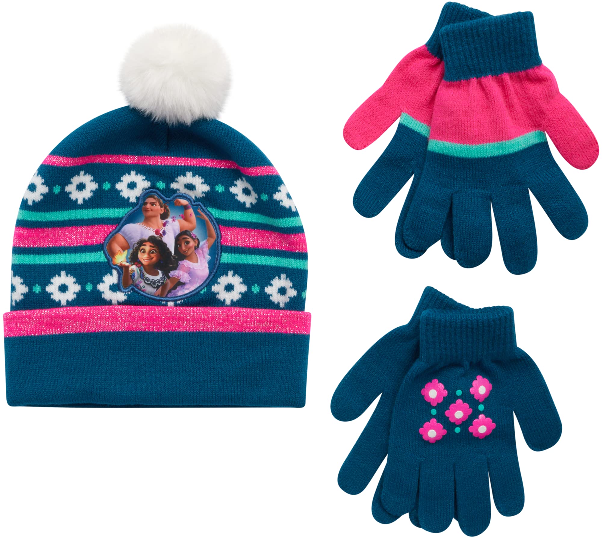 Disney Girls Minnie Mouse and Vampirina Winter Hat and 2 Pair Mitten or Glove Set (Toddler/Little Girl)