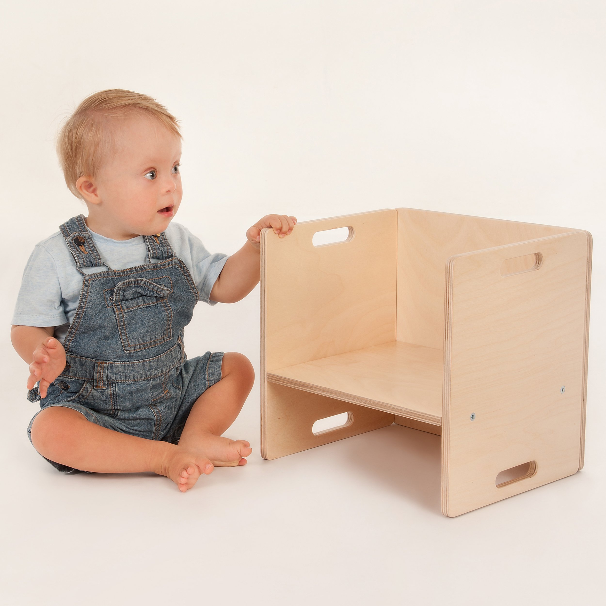 Kindermöbel – 2 Kinderstühle im Set - Sitzgruppe aus Holz – mitwachsende Möbel mit Wendehocker – aus Birken-Multiplexholz