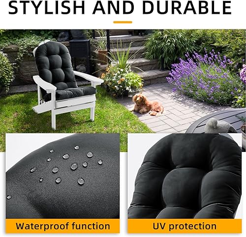 Miniatura 5 de Adirondack & - Cojín para silla mecedora, cojines de respaldo alto para patio, almohada impermeable y sólida, almohadillas para interiores y