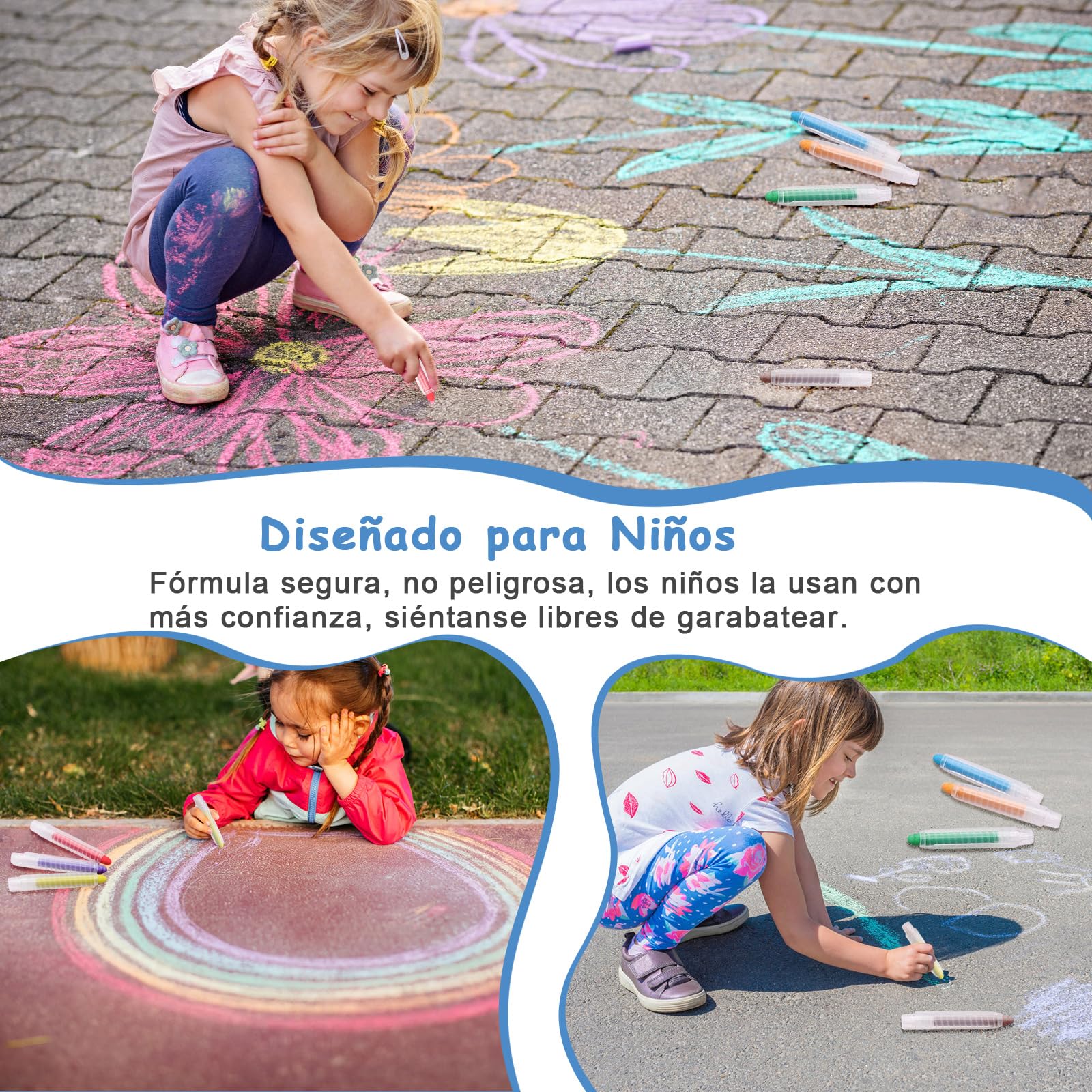 Scettar 16 Pcs Tizas Sin Polvo, Colores para Pizarra Borrables y Lavables, No Tóxicas, Solubles en Agua, para Escuela, Oficina y Hogar