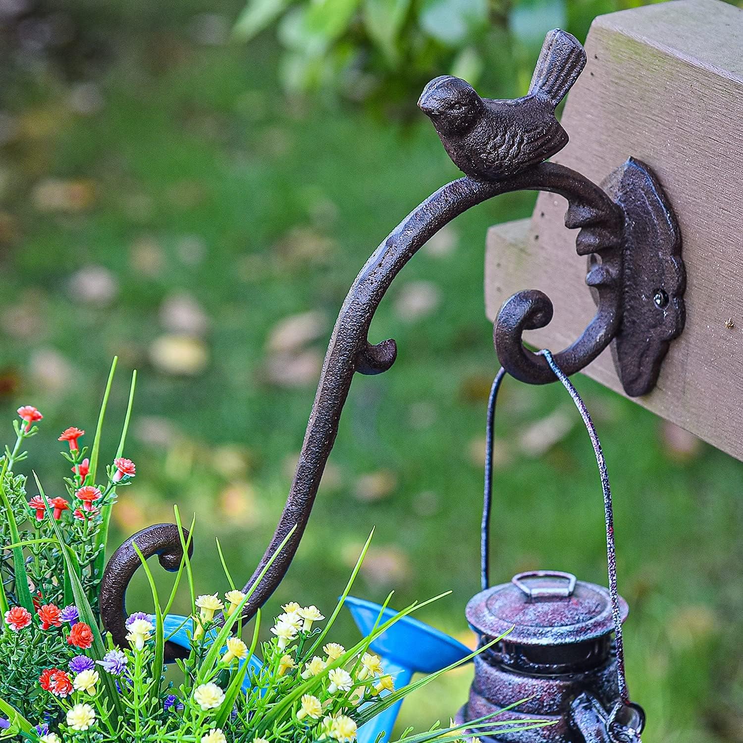 Sungmor Cast Iron Wall Hanging Plant Bracket, 2 Pack 10 Inch Decorative Plant Hanger, Lovely Bird Metal Plant Hooks for Hanging Planters Lanterns Bird Feeders Wind Chimes