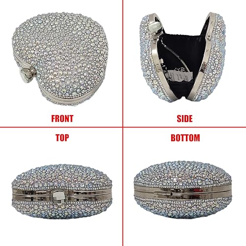 Miniatura 2 de Bonito Bolso de Mano en Forma de Corazón con Diamantes de Imitación para Boda, Mini Bolso de Amor con Diamantes de Imitación para Fiesta, Bolso de