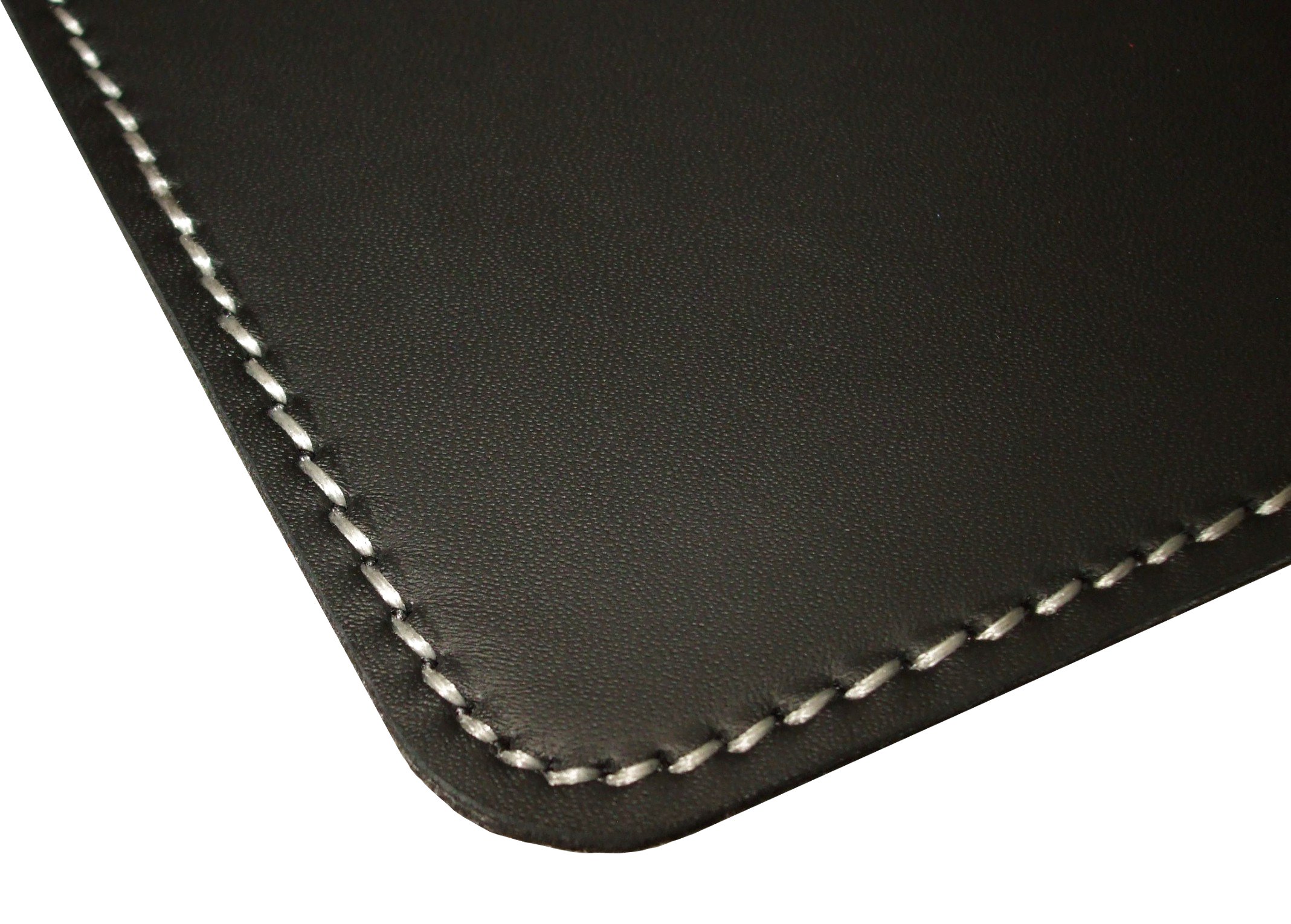 Schreibunterlage Schreibtischunterlage echt Leder schwarz 70 x 50 cm Rindnappaleder, Naht weiss