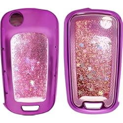 Funda Llave Opel Corsa kwmobile Funda Compatible con Opel Vauxhall Llave de Coche Plegable de 2-3 Botones - Carcasa Protectora Suave de Silicona - Case para Mando - Purpurina y Estrellas