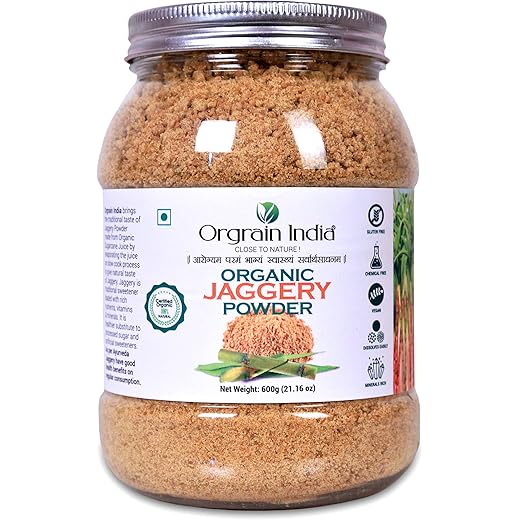Orgrain India Organic Jaggery Powder, 600g (Pack of 1 * 600g) | Hand Crushed Gur Powder | Organically Grown | No Preservatives Added | No Artificial Flavors ?