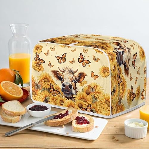 Miniatura 5 de Baxinh Cubierta para tostadora con estampado de mariposas y girasoles para antipolvo y huellas dactilares, electrodomésticos pequeños de cocina,