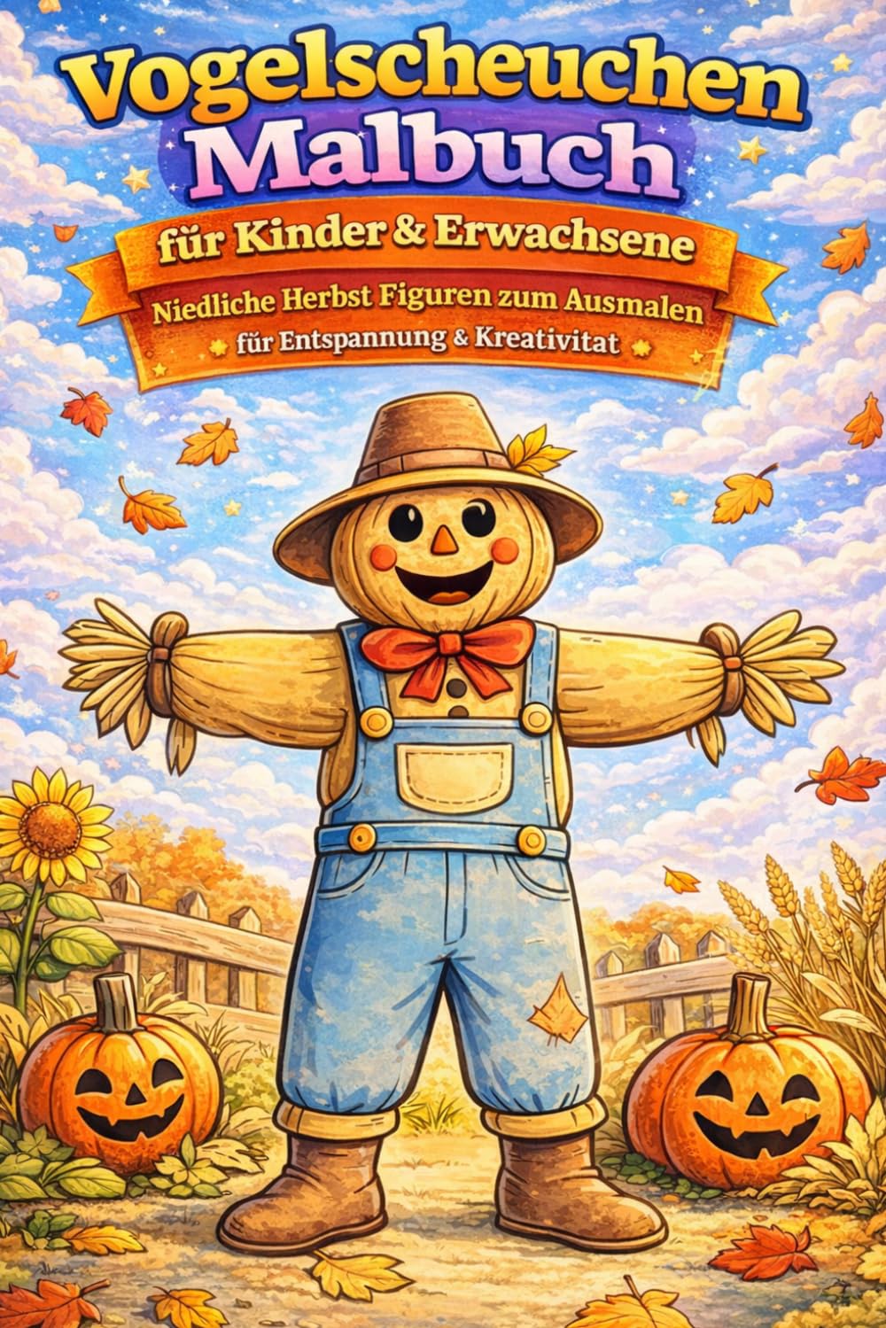 Vogelscheuchen Malbuch für Kinder & Erwachsene – Niedliche Herbst Figuren zum Ausmalen für Entspannung & Kreativität: 82 liebevolle Vogelscheuchen ... & Erwachsene mit großen, einfachen Designs