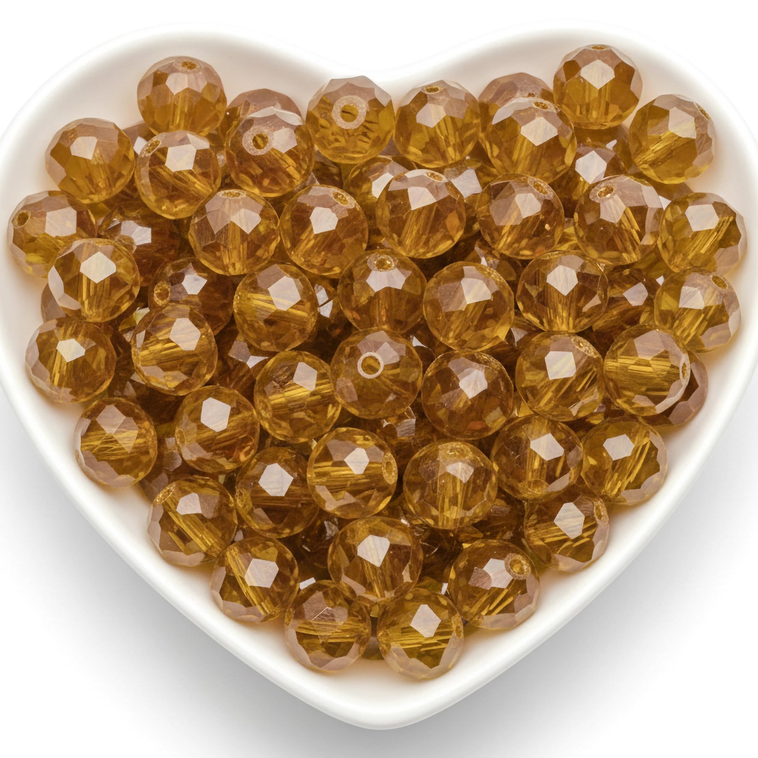 INDIKONB 10mm Brown Crystal Glass Beads for Jewellery Making - Faceted Rondelle & Bicone Glass Beads for Bag Making - Brown Tyre Crystal Beads for DIY Bracelet Crafts - 10mm Glass Bead-picture-22