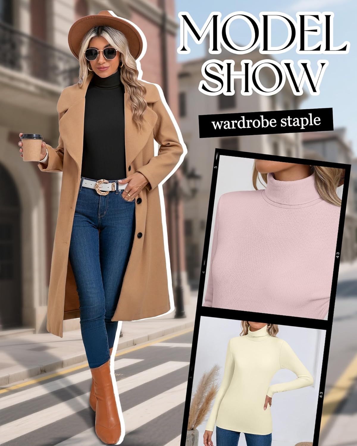 Ficerd 3 Pack Women's Ribbed Thermal Turtleneck Tops Long Sleeve Stretch Shirts Knitted Fitted Lightweight Base Layer - Image 5