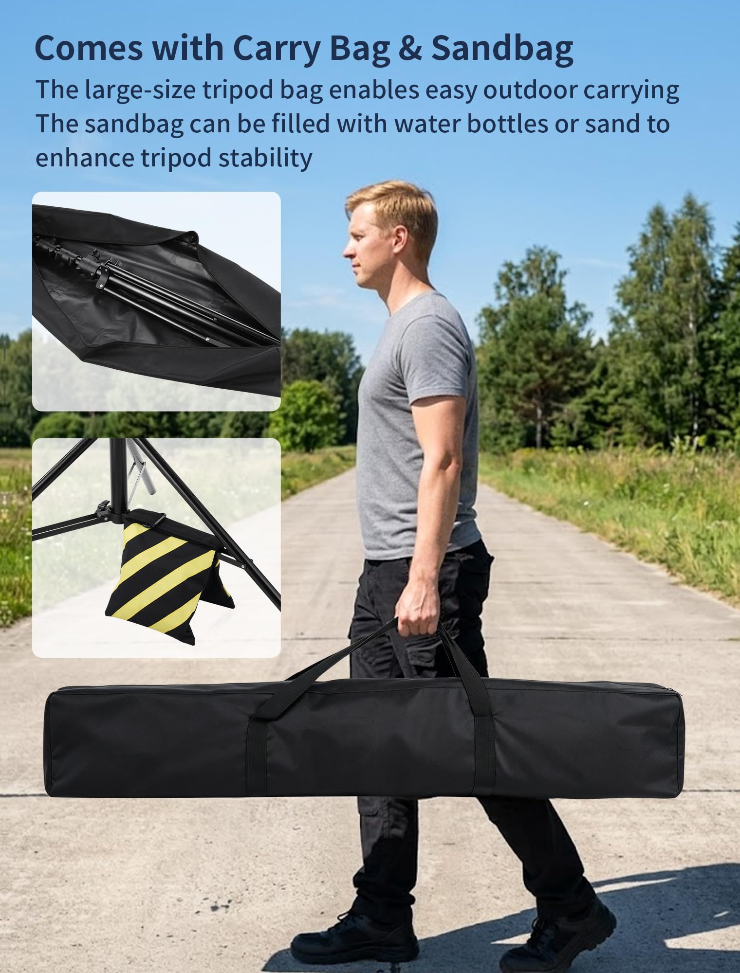 Trípode resistente de 4,8 m para Xbotgo Falcon/Camaleón/Luces, tubo de aleación de aluminio grueso con absorción acolchada de aire, adaptador de liberación rápida de 1/4 pulgadas, con bolsa