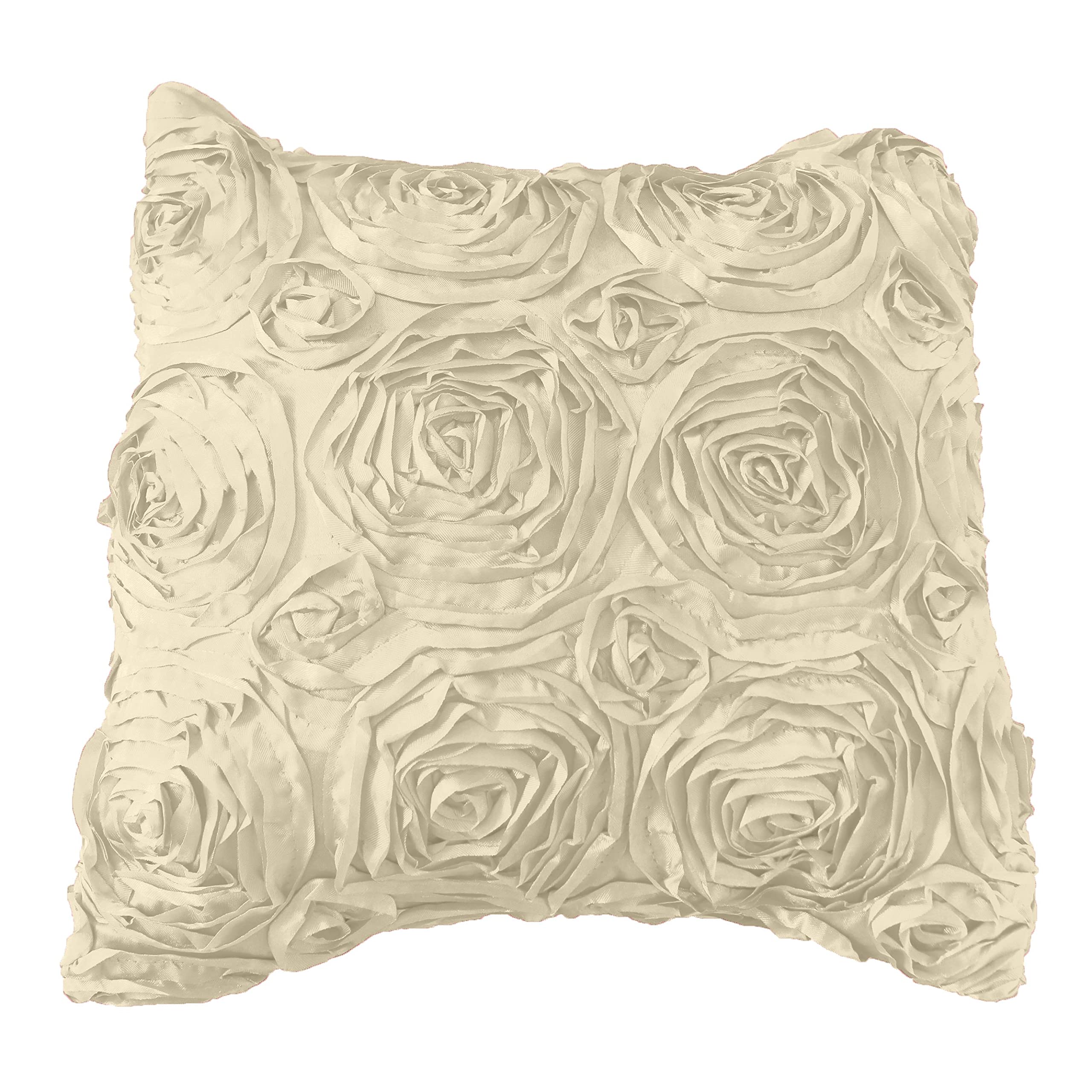 lovemyfabric Satin Rosette Floral Textured Decorative Throw Pillow Cushion Cover for Christmas Decor, Bedroom, Sofa, Kitchen, Classroom, Living Room,