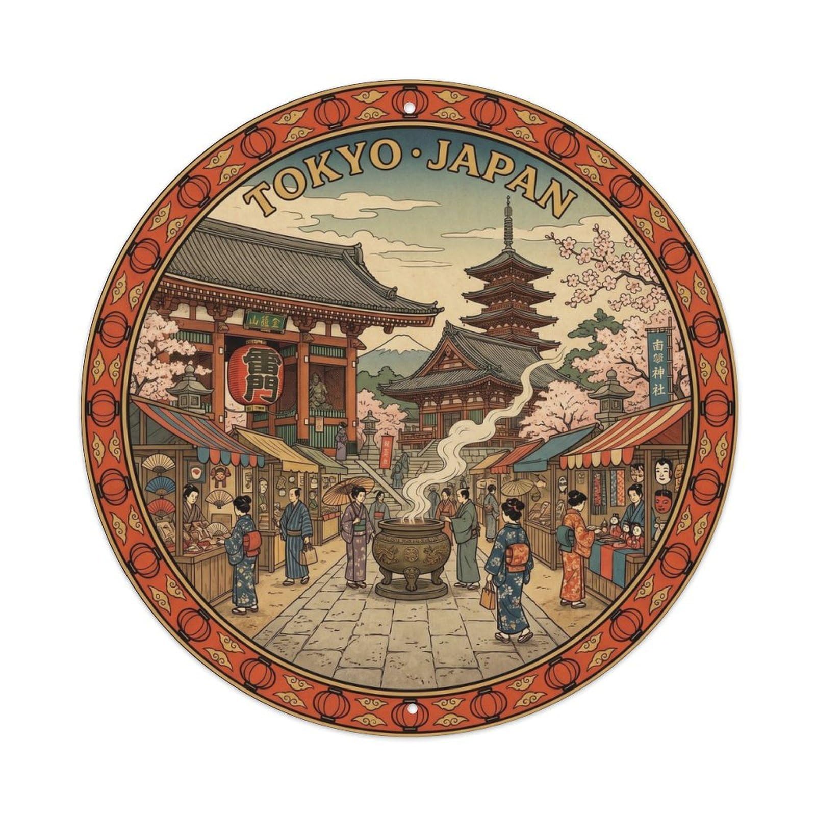 Tokyo Asakusa Temple Pagoda Lantern Cultural Travel Metal Tin Sign