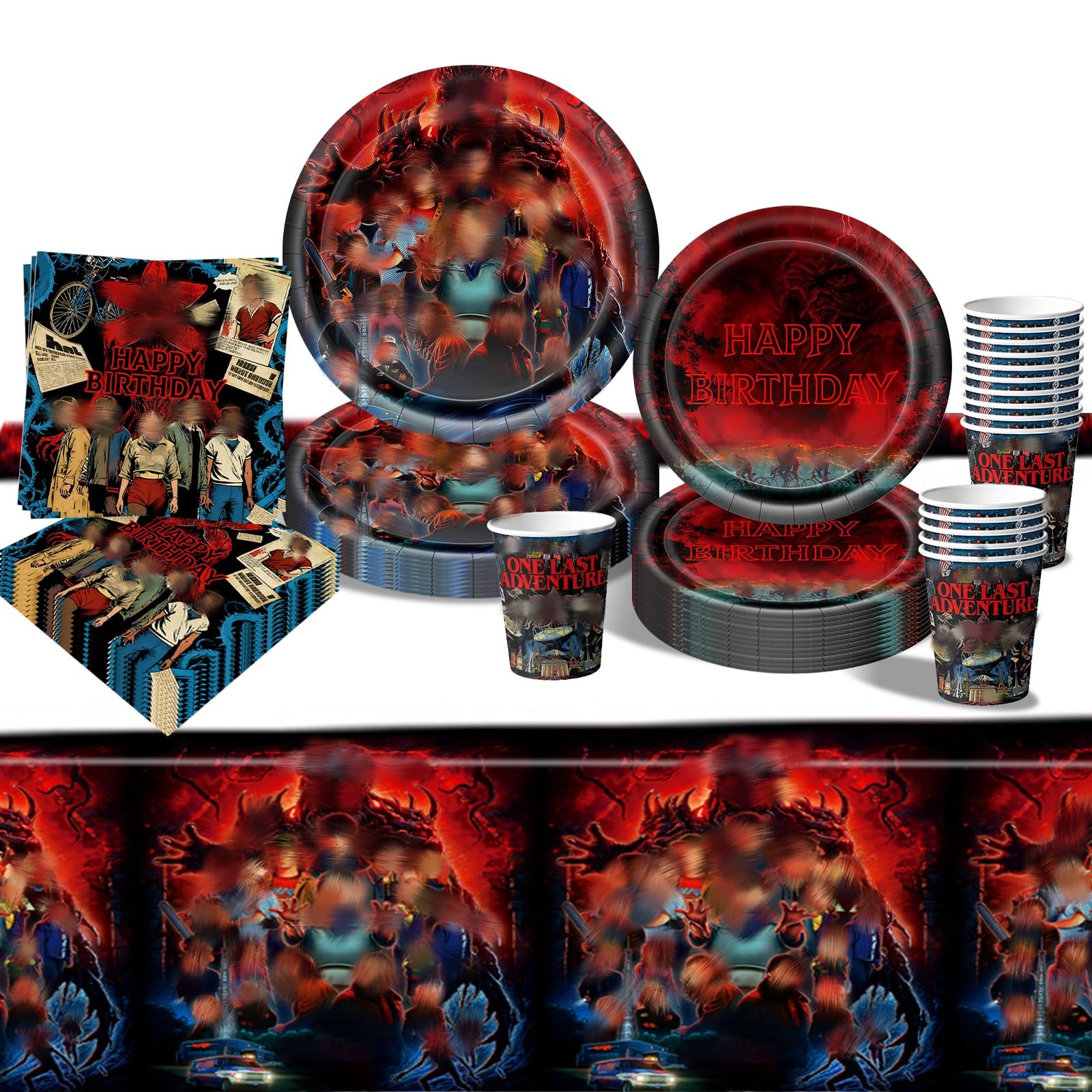 Birthday Party Decorations, 81pcs Party Supplies Tableware Set Include Plates, Napkins, Cups, Tablecloth for Birthday Party Table Decorations