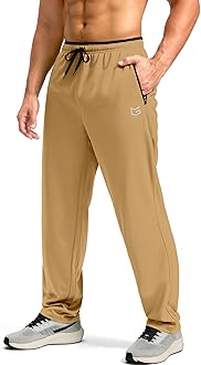 Men's Sweatpants with Zipper Pockets Open Bottom Athletic Pants for Men Workout, Jogging, Running, Lounge