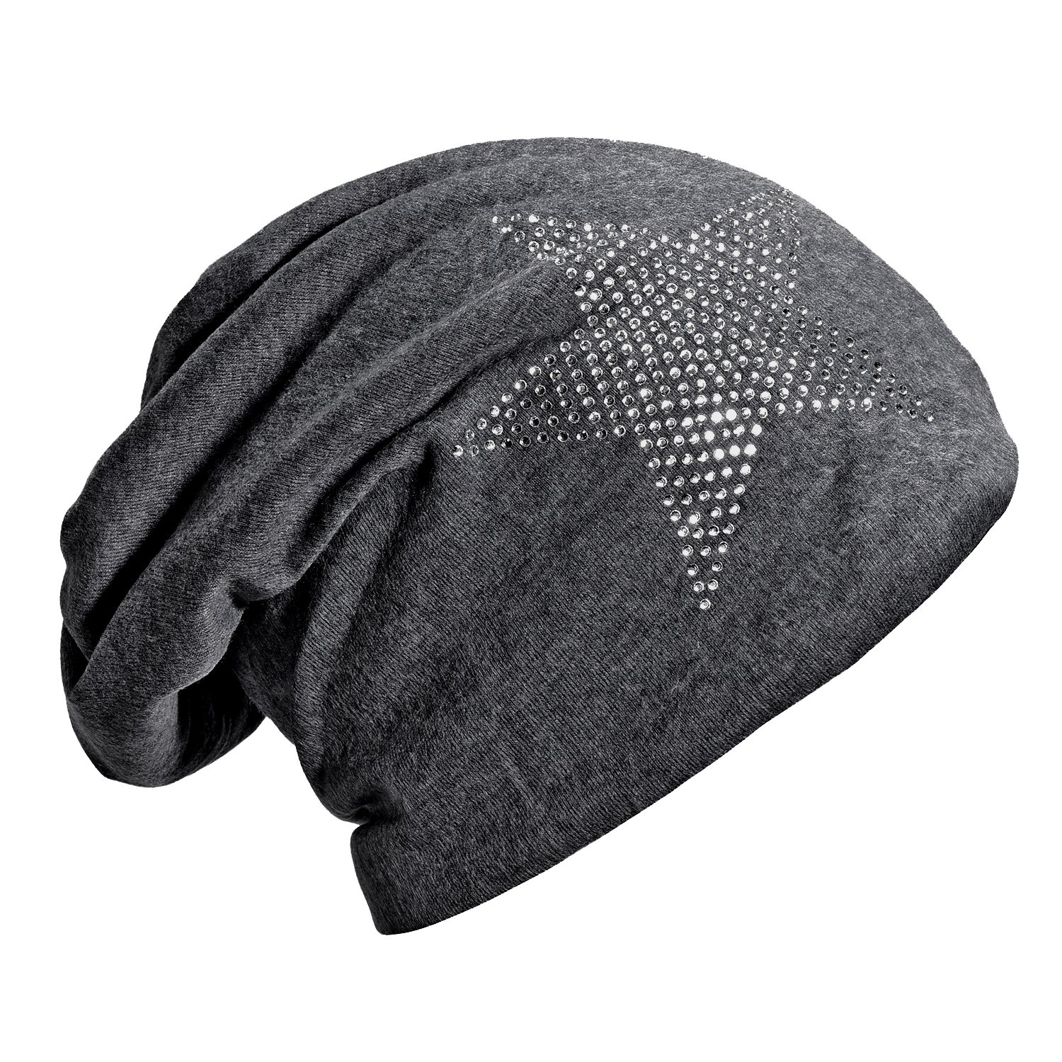 DonDon Mütze Damen Wintermütze Slouch Beanie gefüttert mit Stern Print