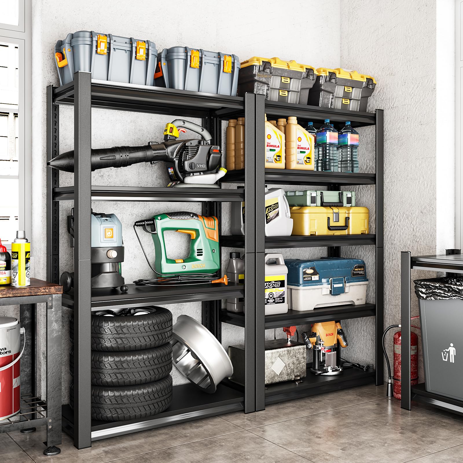 Z-Rax Scaffale Da Garage Scaffali Per Magazzini Ad Incastro In Acciaio Senza Bulloni Rosso 90cm X 45cm X 180cm 3 Pezzi 84856973 - Foto 2