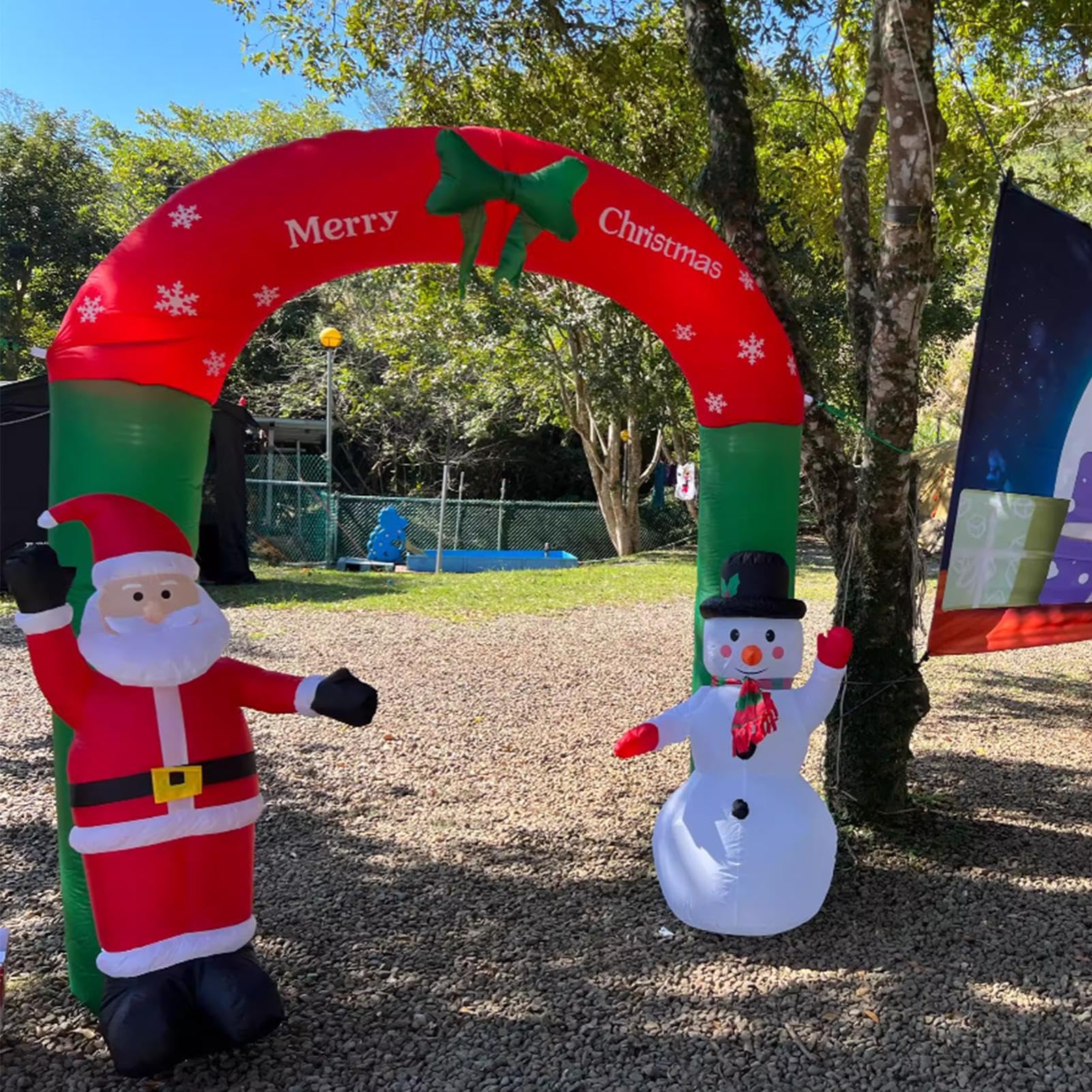 para Decoración Navideña Luces LED de 2.4 metros con Papá Noel y Muñeco de | Inflable para Entrada con Decoración Navideña Para Granja, Jardín, Patio, Césped, Porche