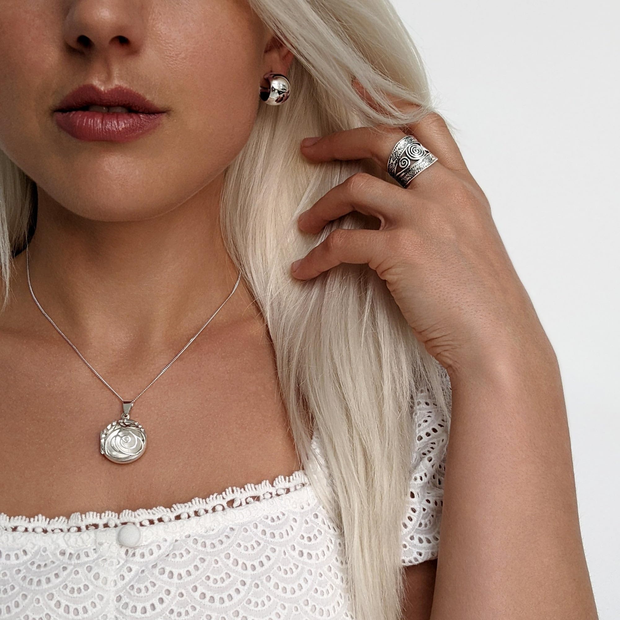 Silverly Orecchini a Cerchio a Cupola in Argento Sterling per Donna, 15,5mm | Orecchini a Cerchio in Argento 925 | Design Arrotondato Extra Spesso e Liscio | Gioielli Essenziali per Tutti i Giorni