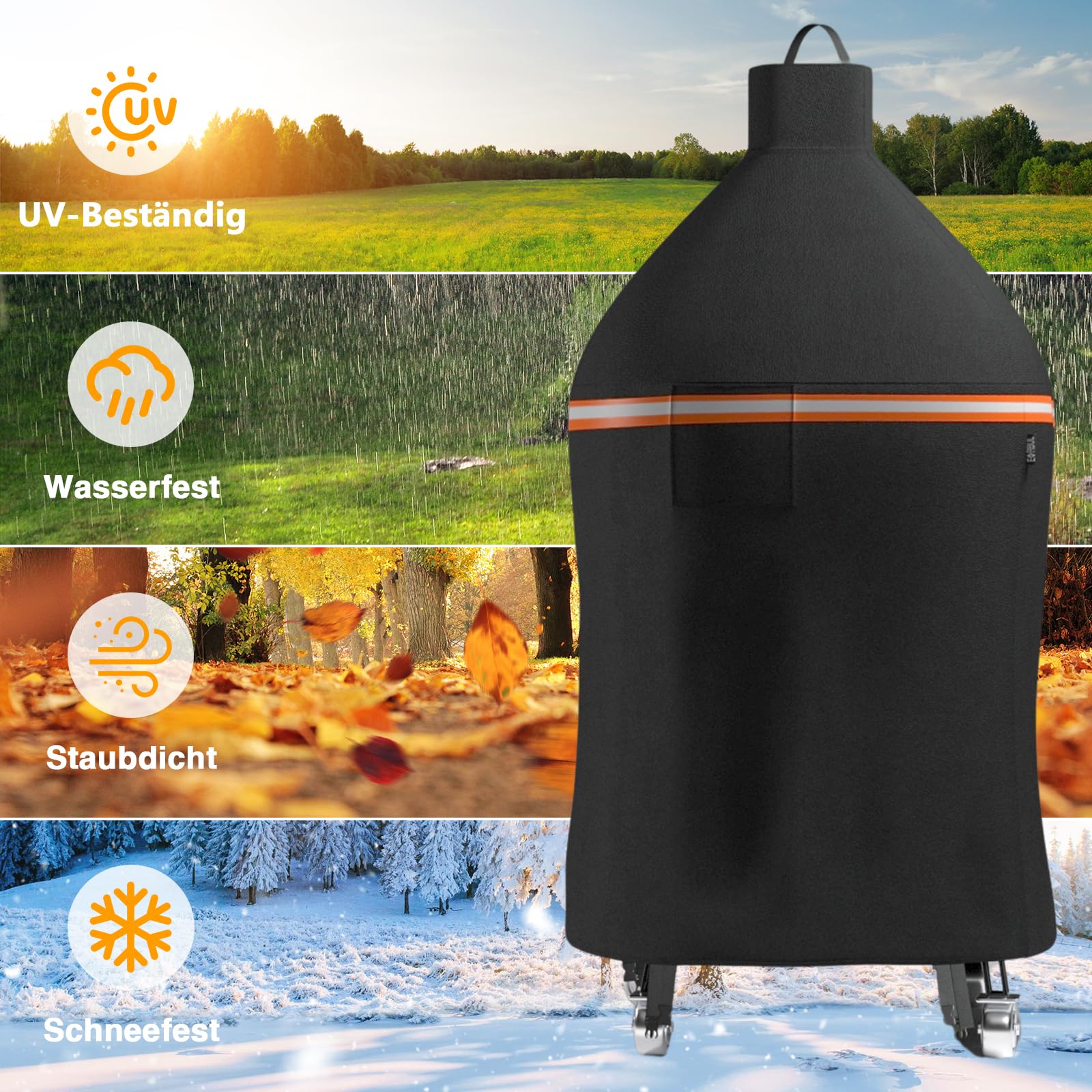 EVRBUL Inserto esterno per barbecue a carbonella, resistente copertura di protezione 420D-BBQ, compatibile con il barbecue Kamado Joe Classic in ceramica e Big Green Egg