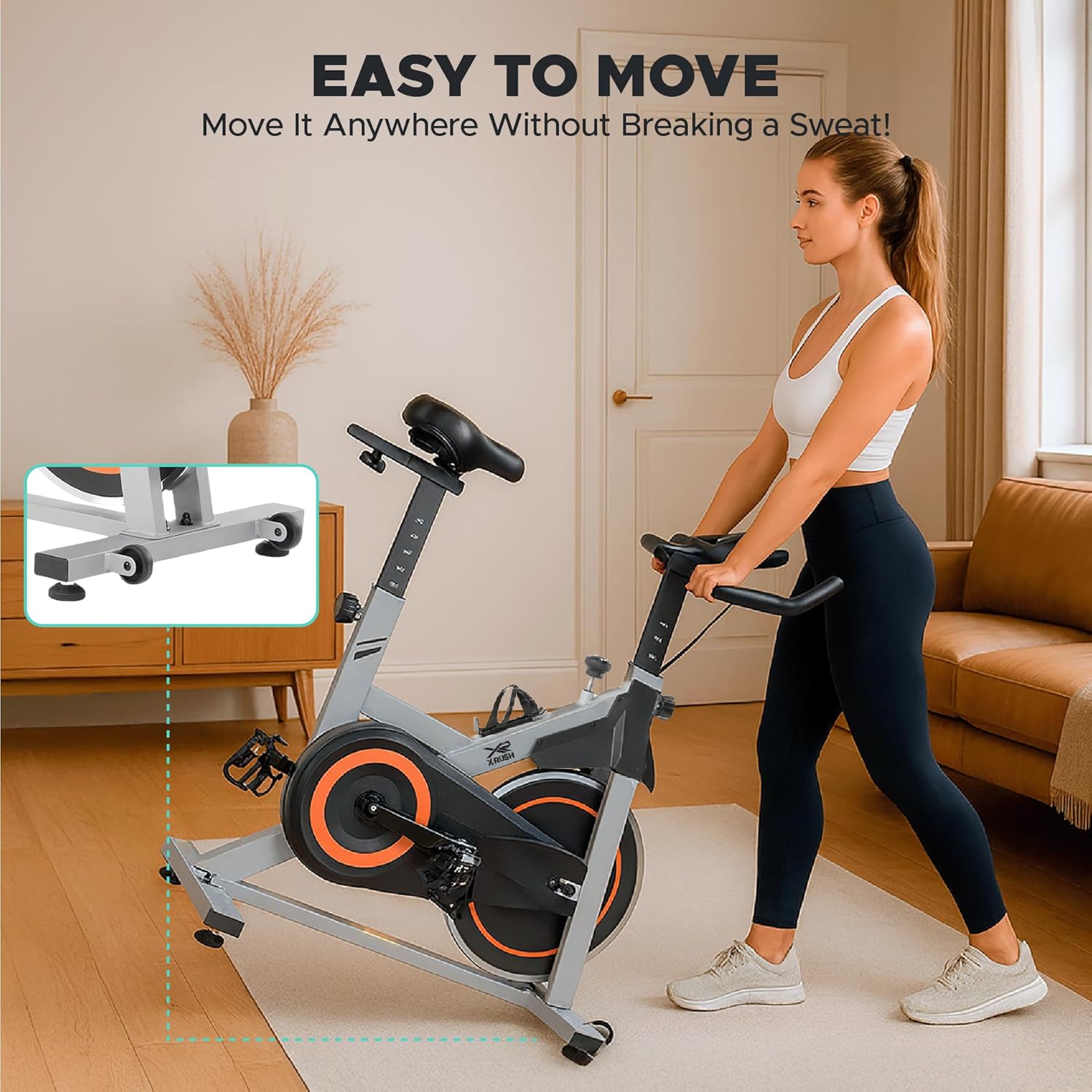 Stationary Exercise Bike for Home, Indoor Cycling Bike with Silent Belt Drive, Adjustable Seat & Resistance, LCD Display, iPad Holder, 264 LBS Weight Capacity - Image 5