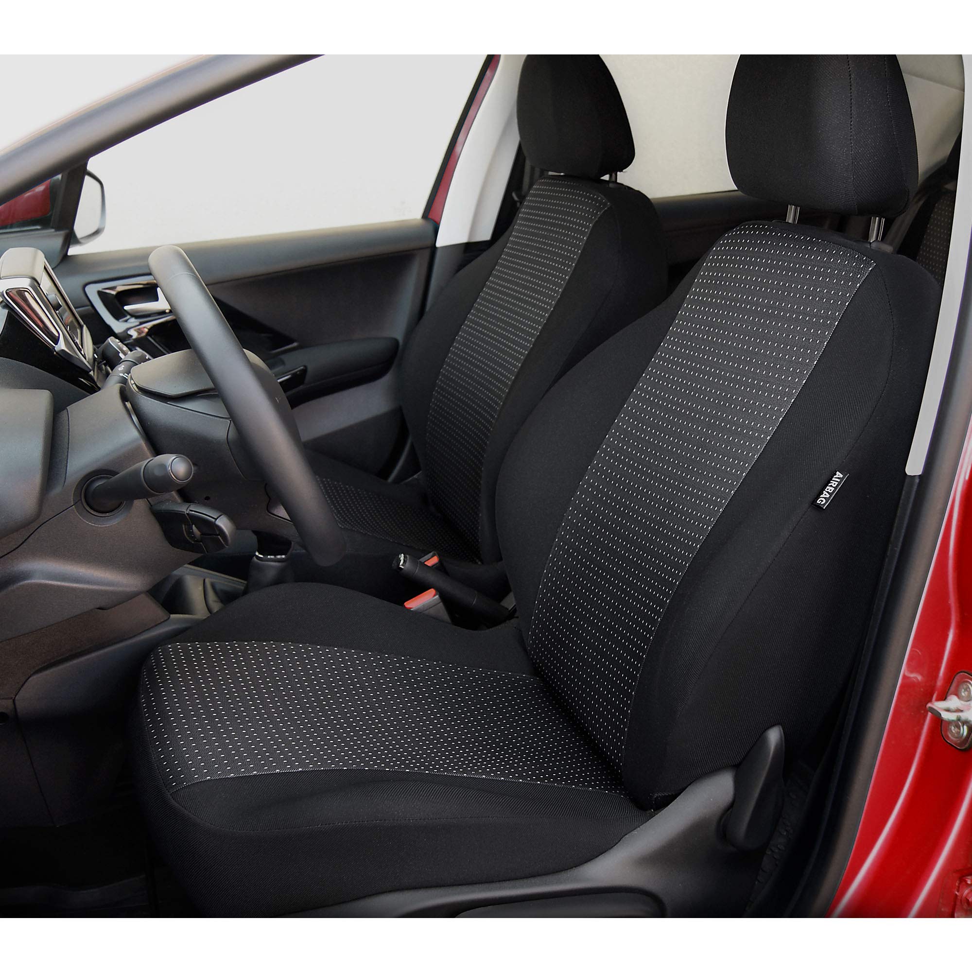 métrica Asiento Fundas Juego Completo 5 Asientos de Coche Asiento schonbezüge para Auto Colchón Auto Asiento Auto Asiento Fundas de Asiento Protección Negro Practic
