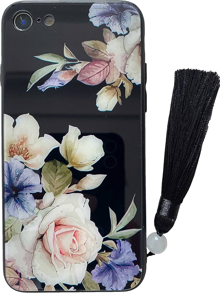 Amazon.co.jp: KOLO【黒花 映衬 花柄】iPhone対応 7 8 SE2 SE3