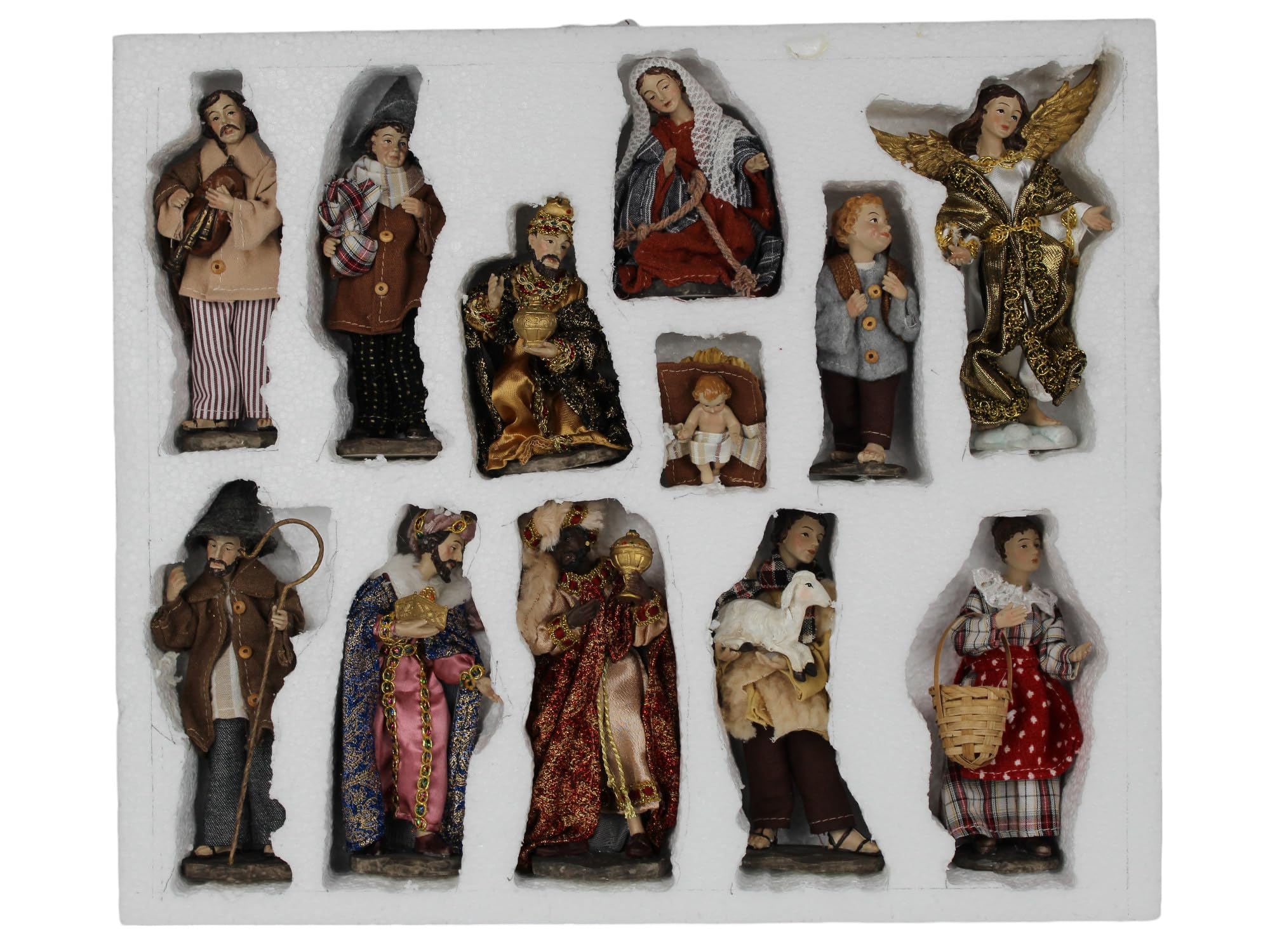 ZICOM Ankleidefigurenset Nazareth, Krippenfiguren alpenländisch ca. 16cm 12-TLG. Polyresin bekleidet