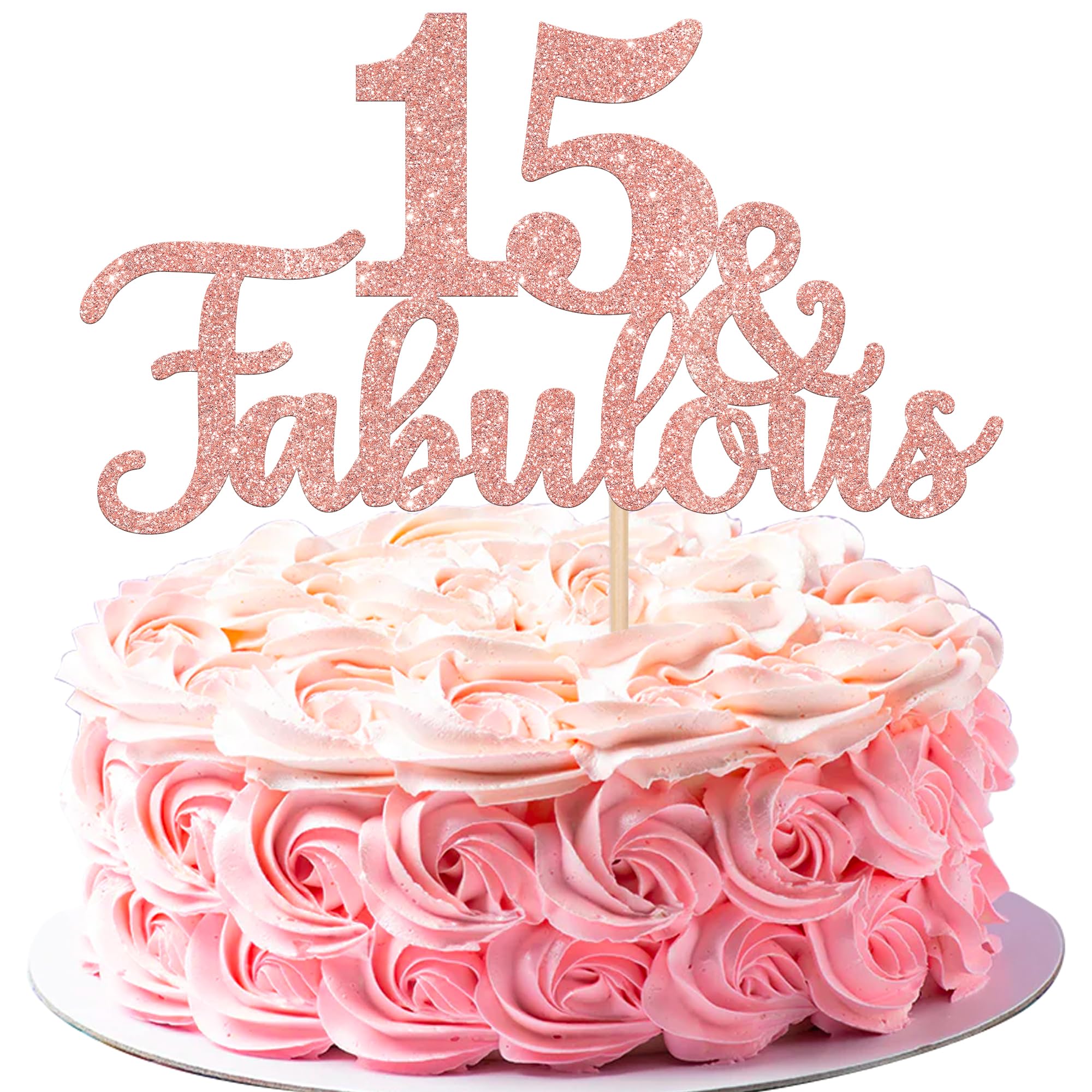 Snapklik.com : 1 PCS 15 & Fabulous Cake Topper Glitter Fifteen And ...