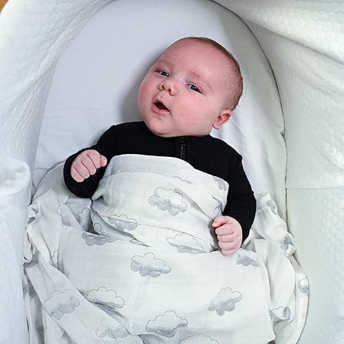 Miniatura 6 de LollyBanks Mantas de muselina para niños y niñas, 100% algodón de 47 x 47 pulgadas, mantas suaves para recién nacidos, manta de bebé transpirable y