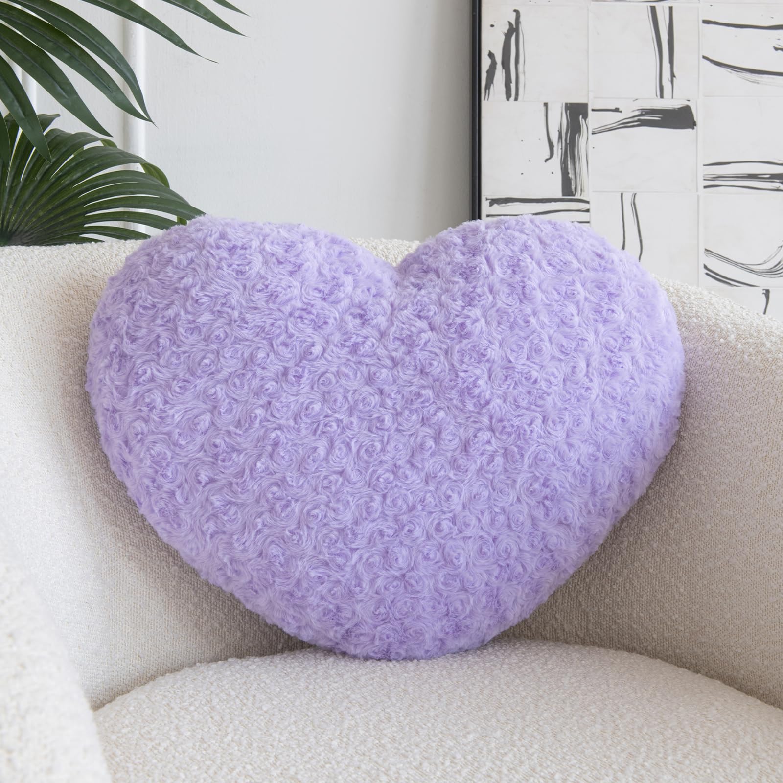 Heart Pillow, Soft Heart Shaped Pillow with Room Decorative Throw Pillows for Bed Couch Chair Sofa, Heart Shaped Cute Throw Pillow Cushion for Bedroom Living Room (Lavender, Mini 12.9" x 9.8")