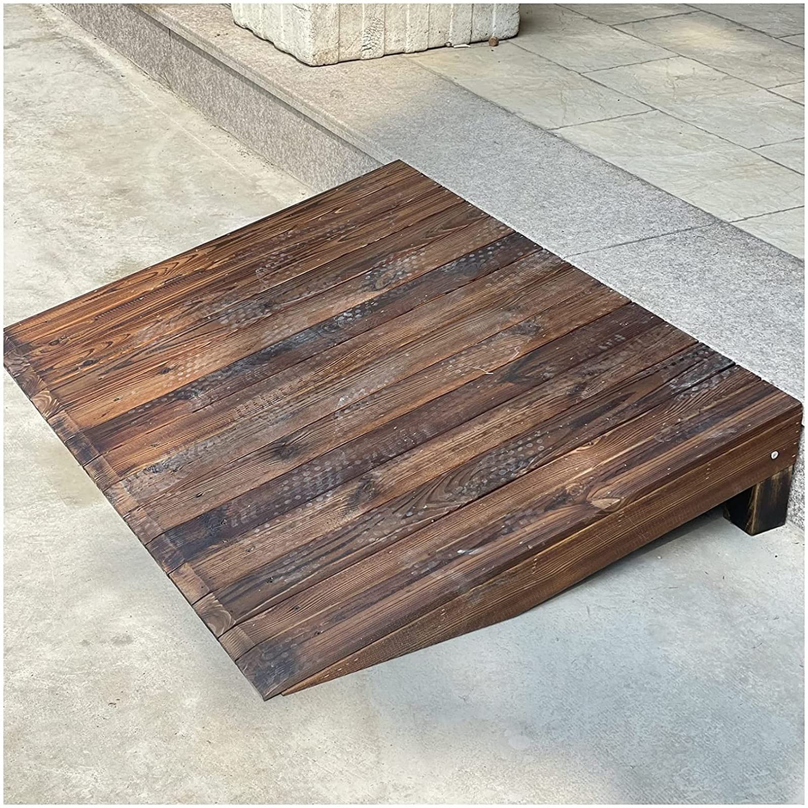 Rampas de Subida de acera de 50/60/70/80/90 cm de Ancho, escaleras de Madera con Pendiente para Scooters de Movilidad para sillas de Ruedas, 15 cm de Alto ()