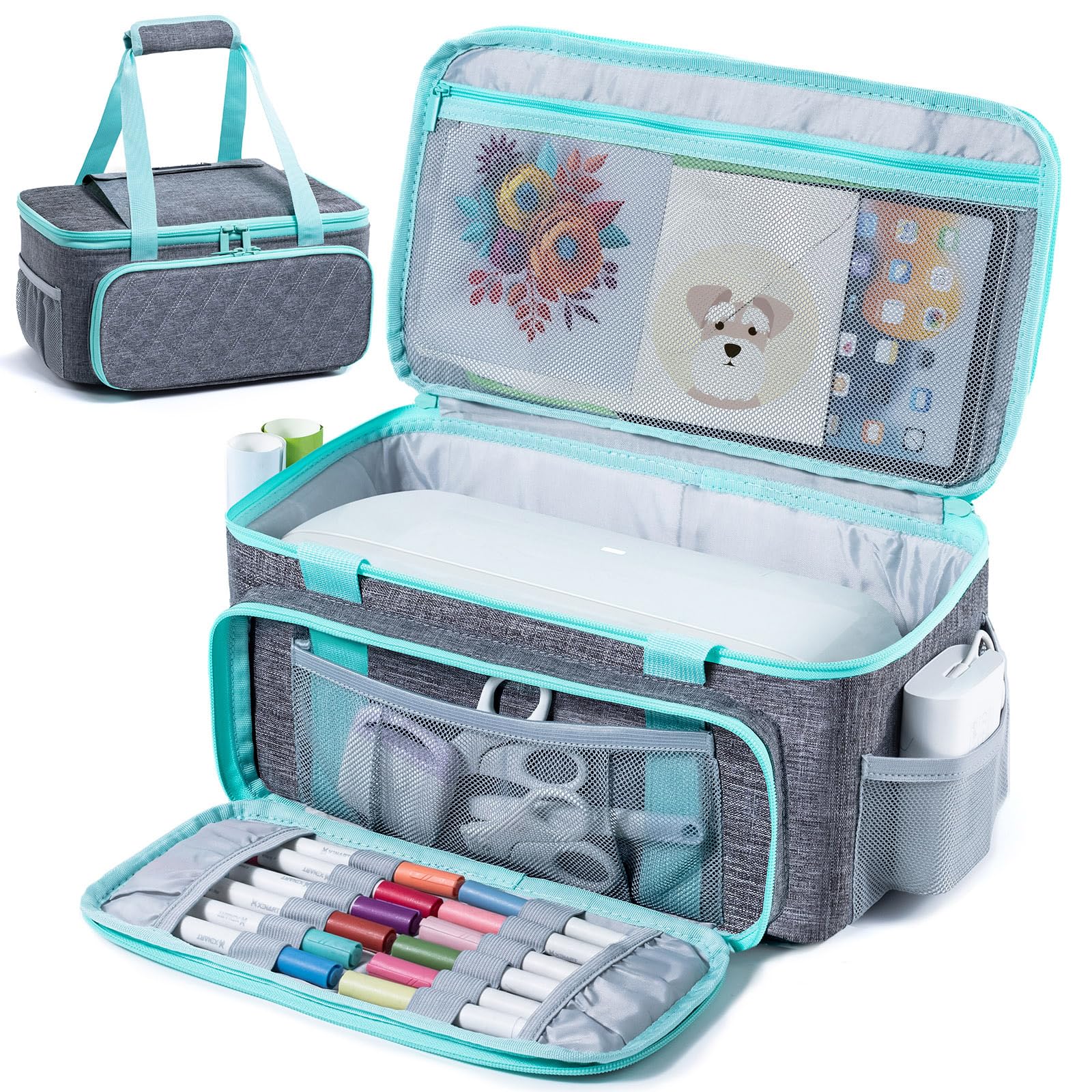 Custodia Impermeabile Per Cricut Joy Xtra – Nylon, Tracolla Regolabile, Tasche Multiple, Grigio