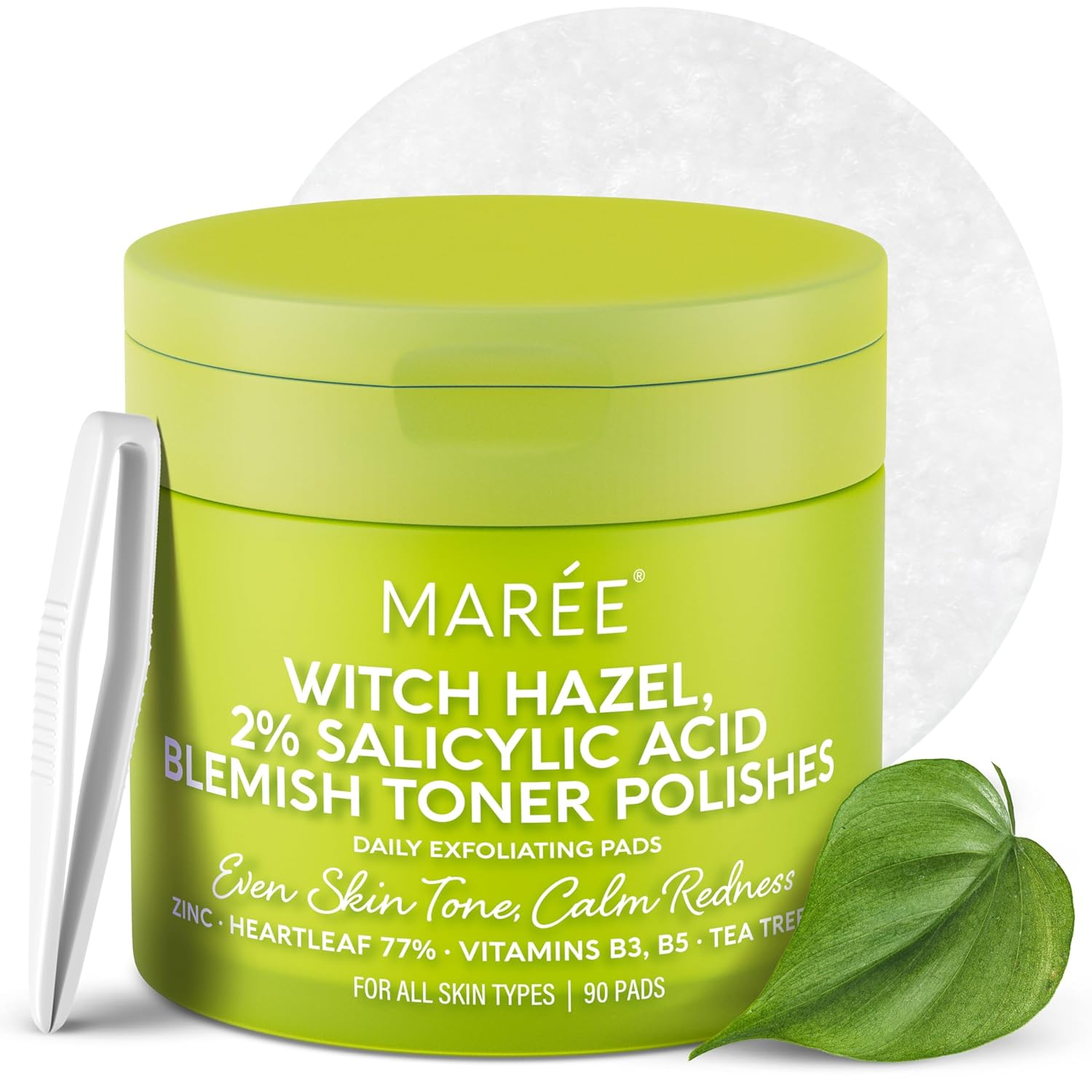 MAREE Blemish Toner Polishes – Daily Facial Radiance Toner Polish – Witch Hazel Pads Acne Face Toning – Acne Skin Care with BHA Salicylic Acid – Blemish Clearing Witch Hazel Wipes MAREE Blemish Toner Polishes – Daily Facial Radiance Toner Polish – Witch Hazel Pads Acne Face Toning – Acne Skin Care with BHA Salicylic Acid – Blemish Clearing Witch Hazel Wipes