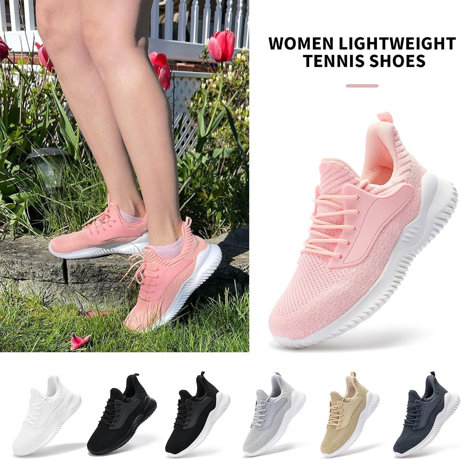 Womens Tennis Shoes Walking Sneakers - Memory Foam Running Slip On Gym Athletic Workout Nursing Comfort Work Shoe Lightweight - Image 2