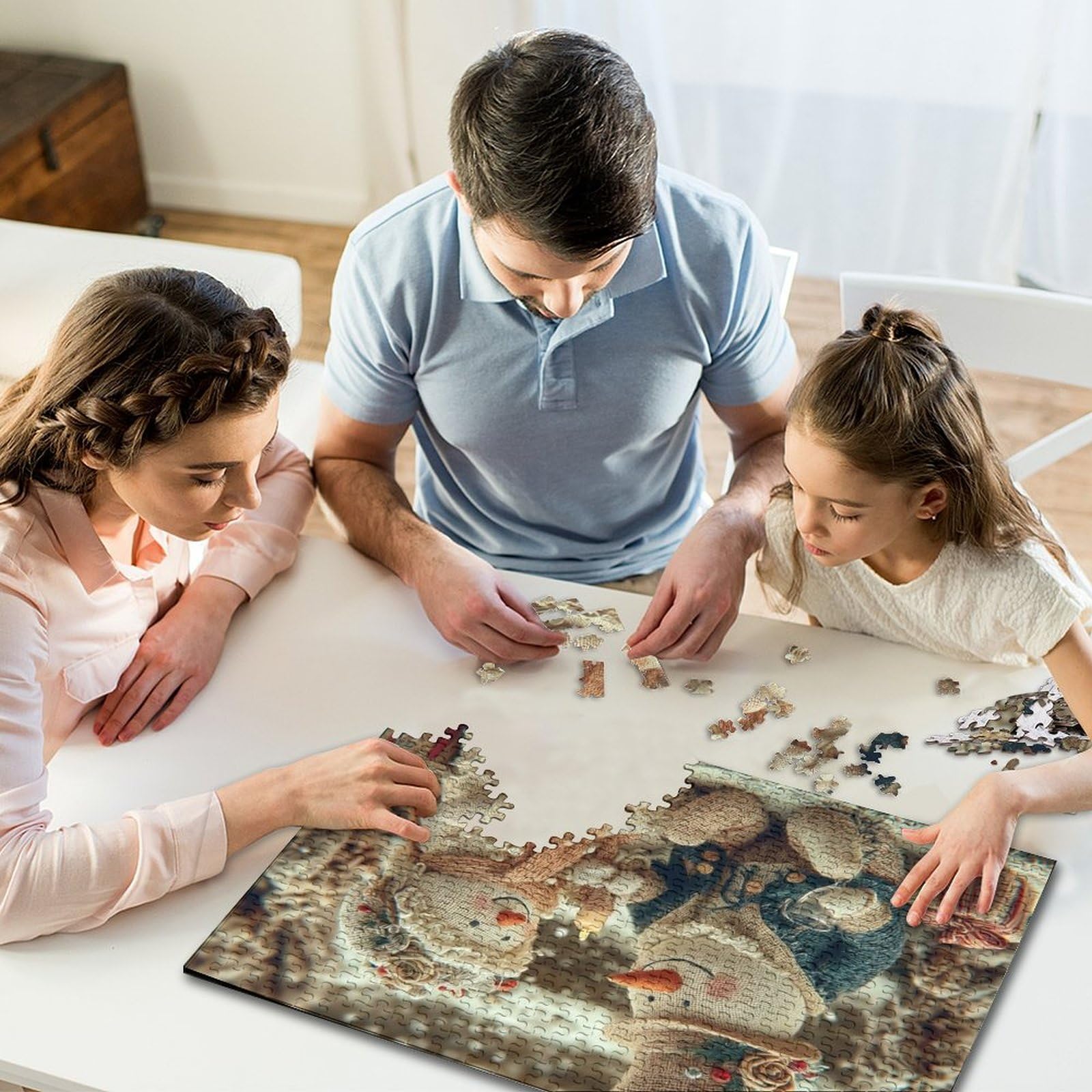 Puzzle 1000 Pezzi In Famiglia | Puzzle Per Adulti Giocattolo Con Pupazzo Di Neve Natalizio Per Uomini Compleanno Anno Nuovo Casa Appartamento Sala Da Pranzo
