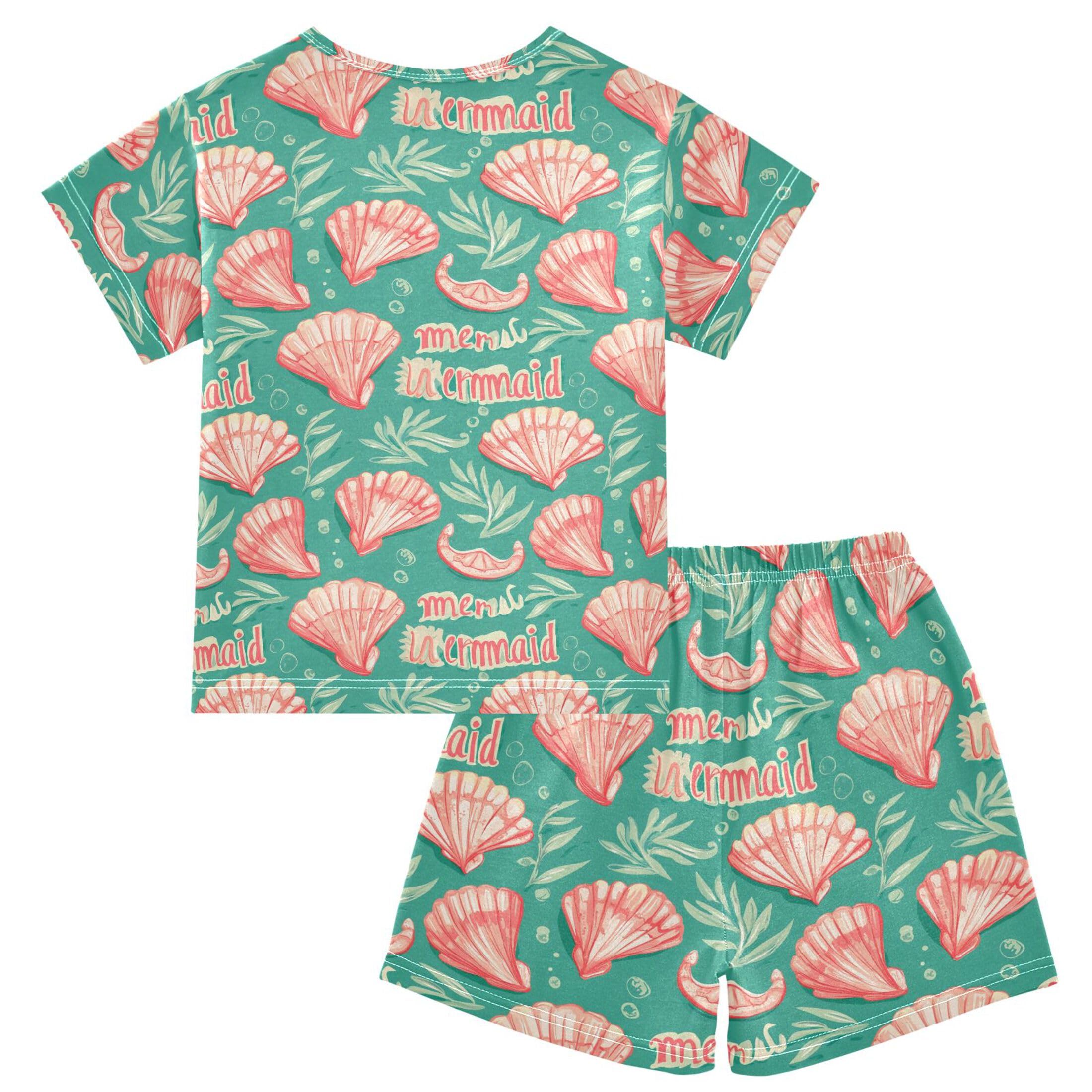 UMIRIKO Shell Summer Short Sleeve Pajamas Sleepwear PJ Set B0404607