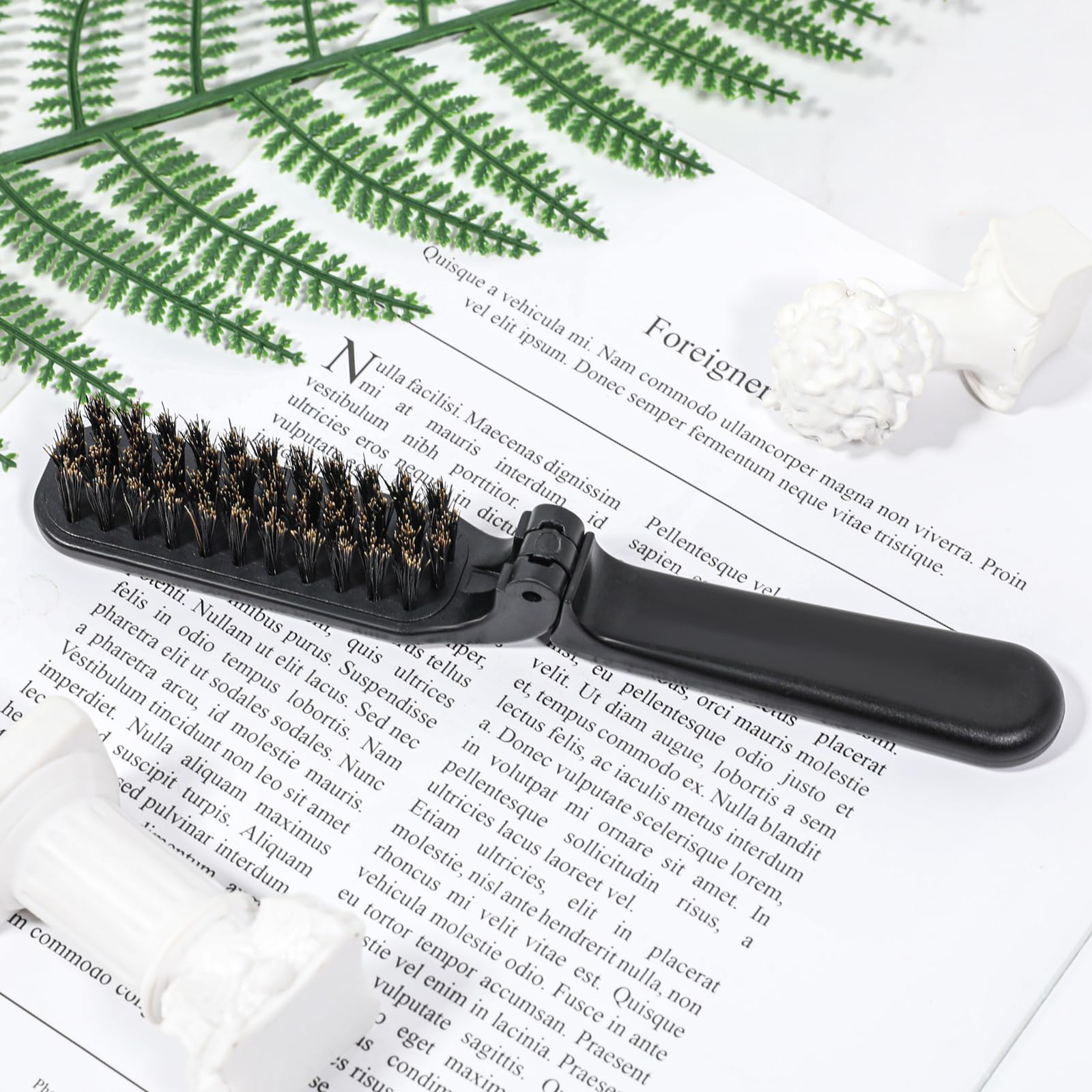 Amazon | 旅行用折りたたみイノシシ毛ヘアブラシ2個セット、折りたたみ