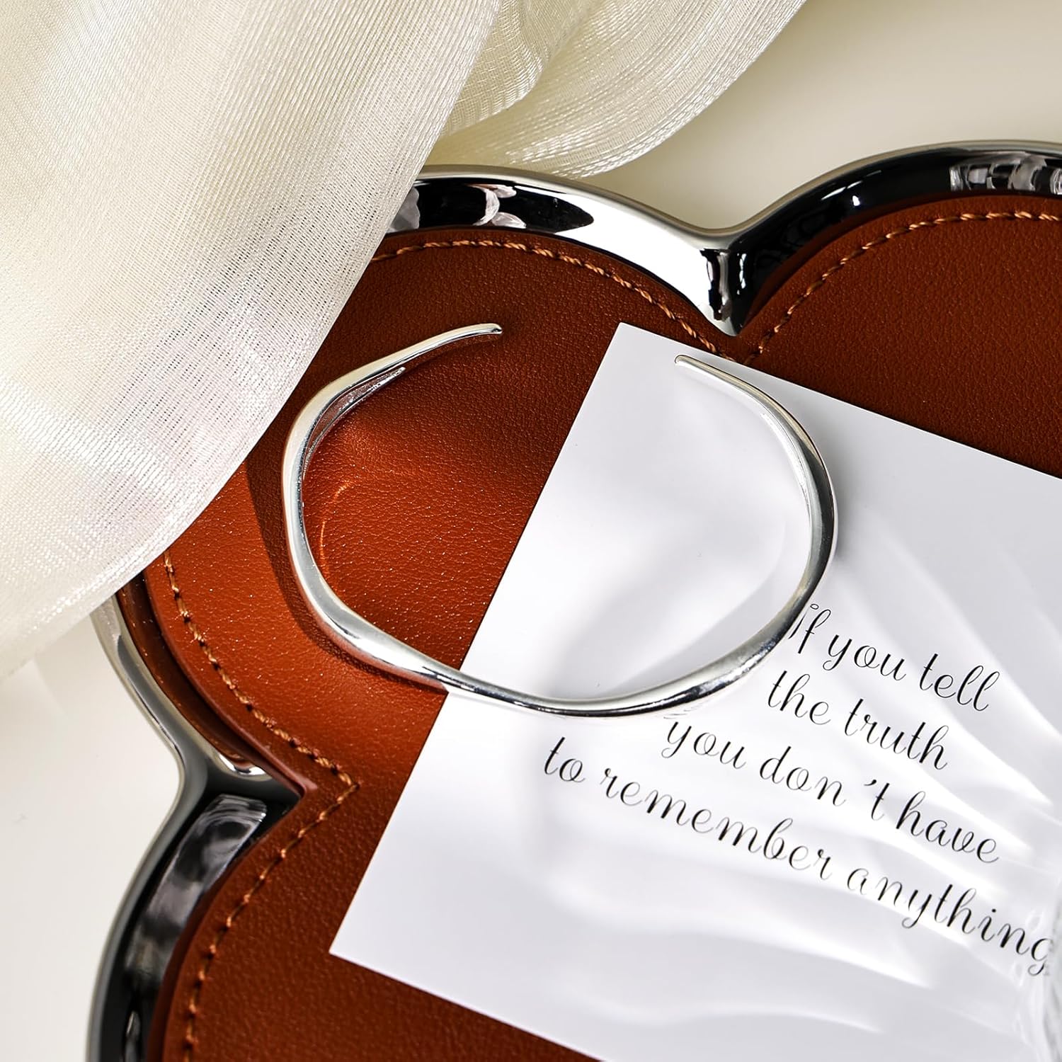 Silver Wavy Cuff Bracelet - Adjustable Irregular Thin Bangle for Women - Image 5