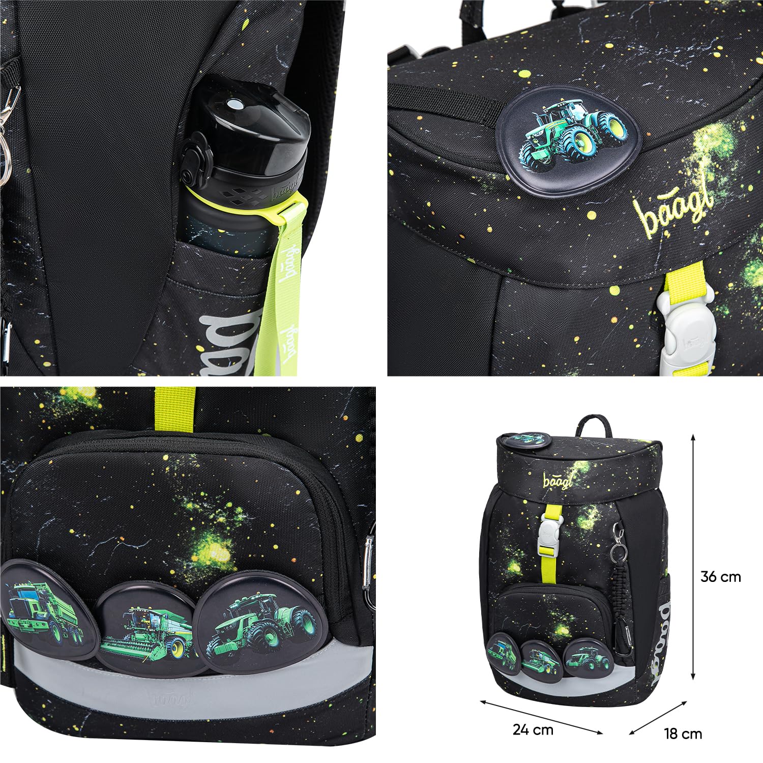 Baagl Airy - Set di 3 zaini per la scuola elementare, zaino per la scuola primaria per bambini, zaino per la scuola
