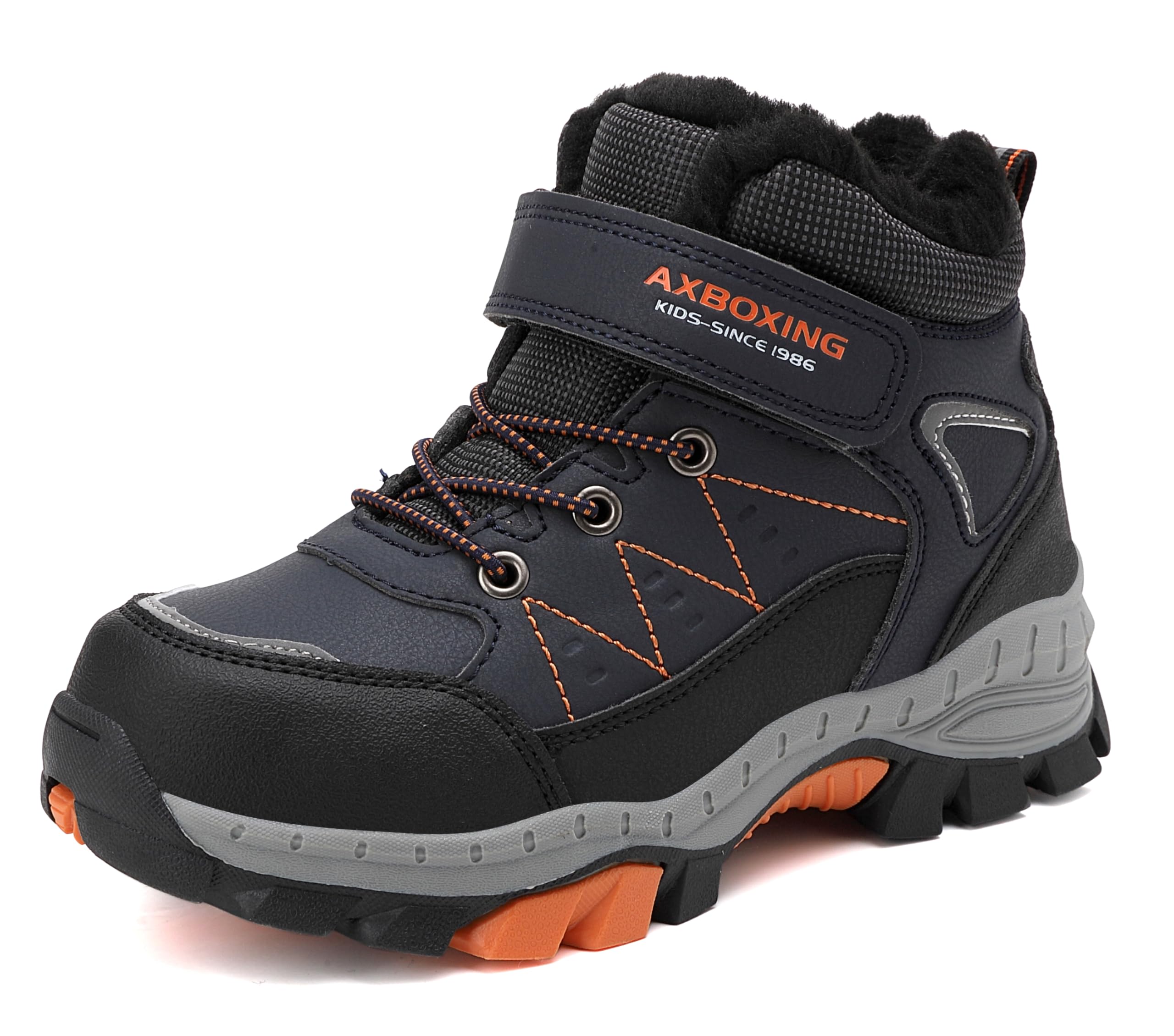 TARELO Winterschuhe Kinder rutschfeste Winterstiefel Mid Schneestiefel Jungen Unisex Gefütterte Wanderschuhe 32-39 (Blau,38)