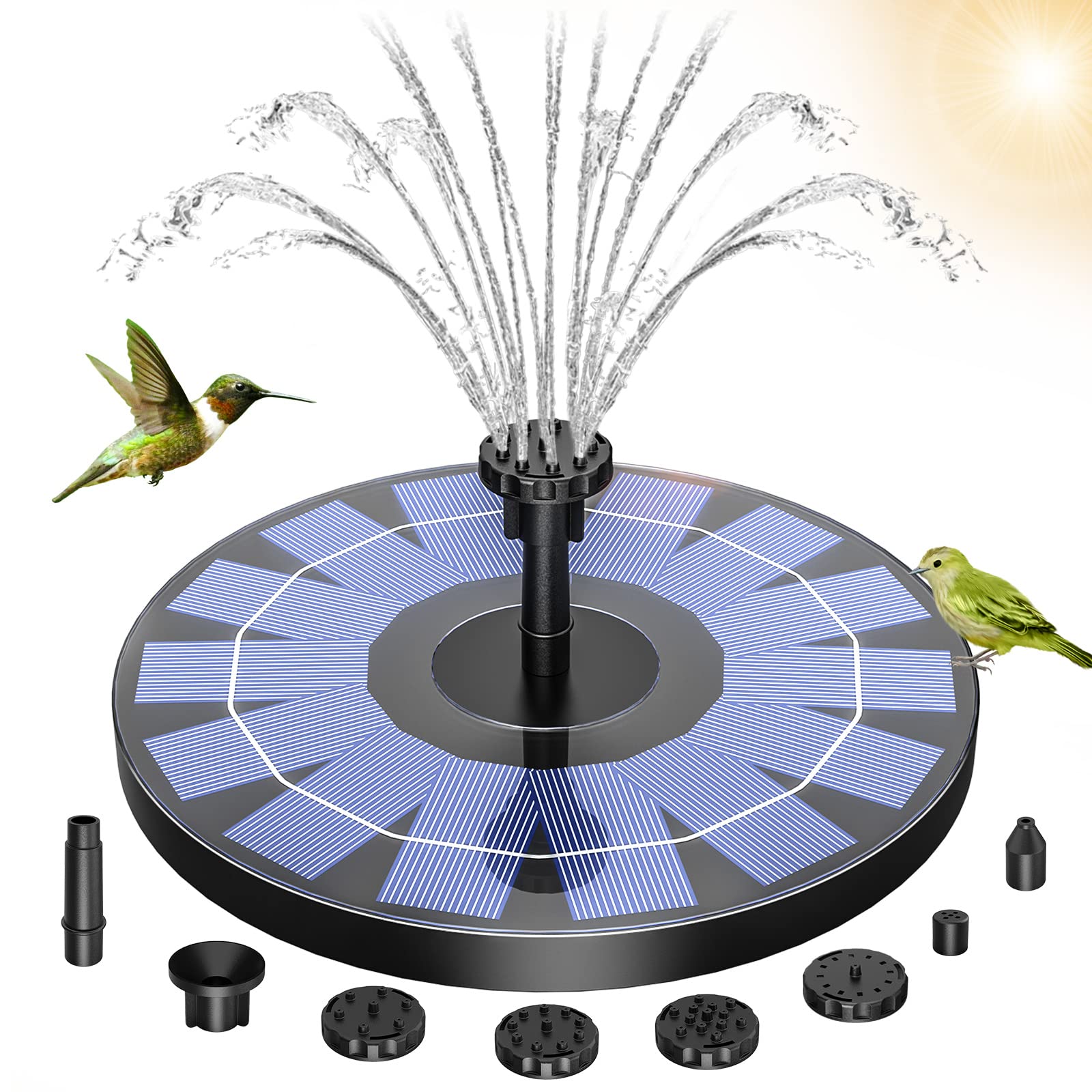 AMZtime Solar Fountain Novel Solar Water Fountain with 6 Nozzles Solar Powered Water Fountain Pump, Solar Water Feature for Outdoor Garden, Pond, Swimming Pool, and Bird Bath — view 10
