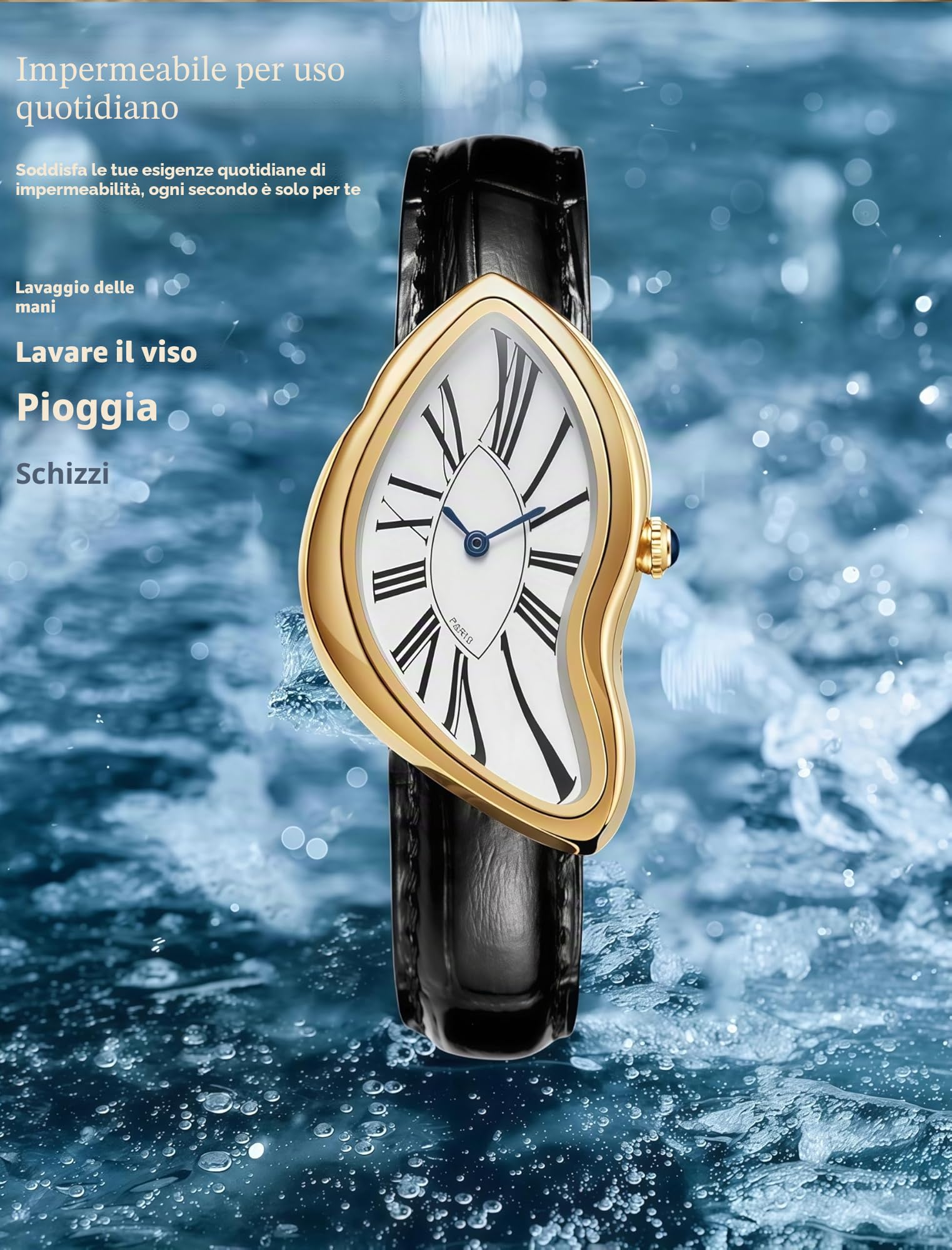 Gosasa Orologio da polso da uomo, elegante, analogico, al quarzo, con cinturino in vera pelle, quadrante con numeri romani, impermeabile, orologio casual da lavoro