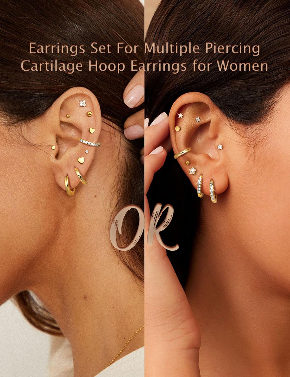 YADOCA Hypoallergenic Gold Stud Hoop Earrings for Women - Surgical Stainless Steel Flat Back Earrings 14K Gold Cartilage Hoops Earring Stacks Small Flatback Stud Earring Sets for Multiple Piercing - Image 5